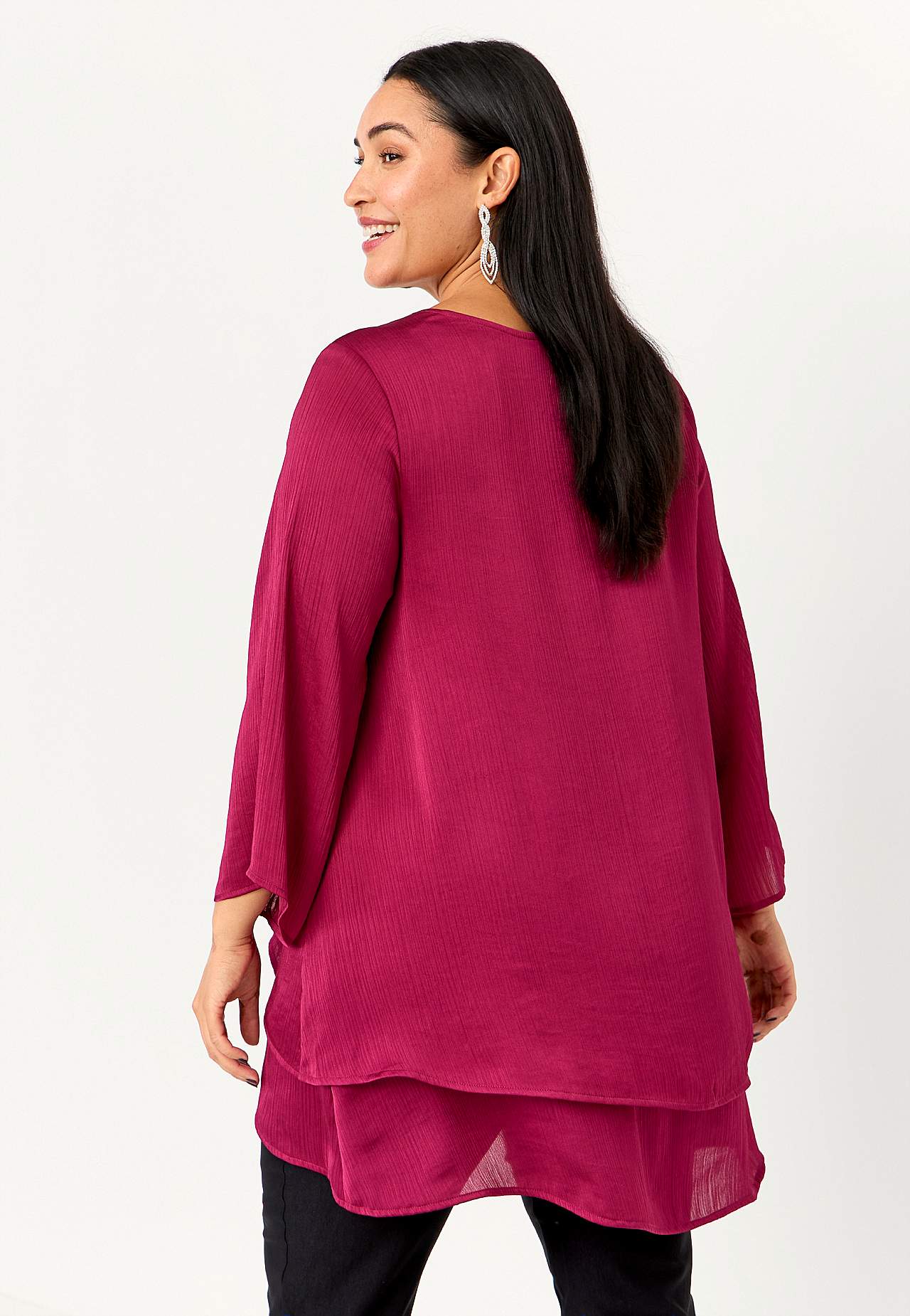 V-neck tunic with bell sleeve