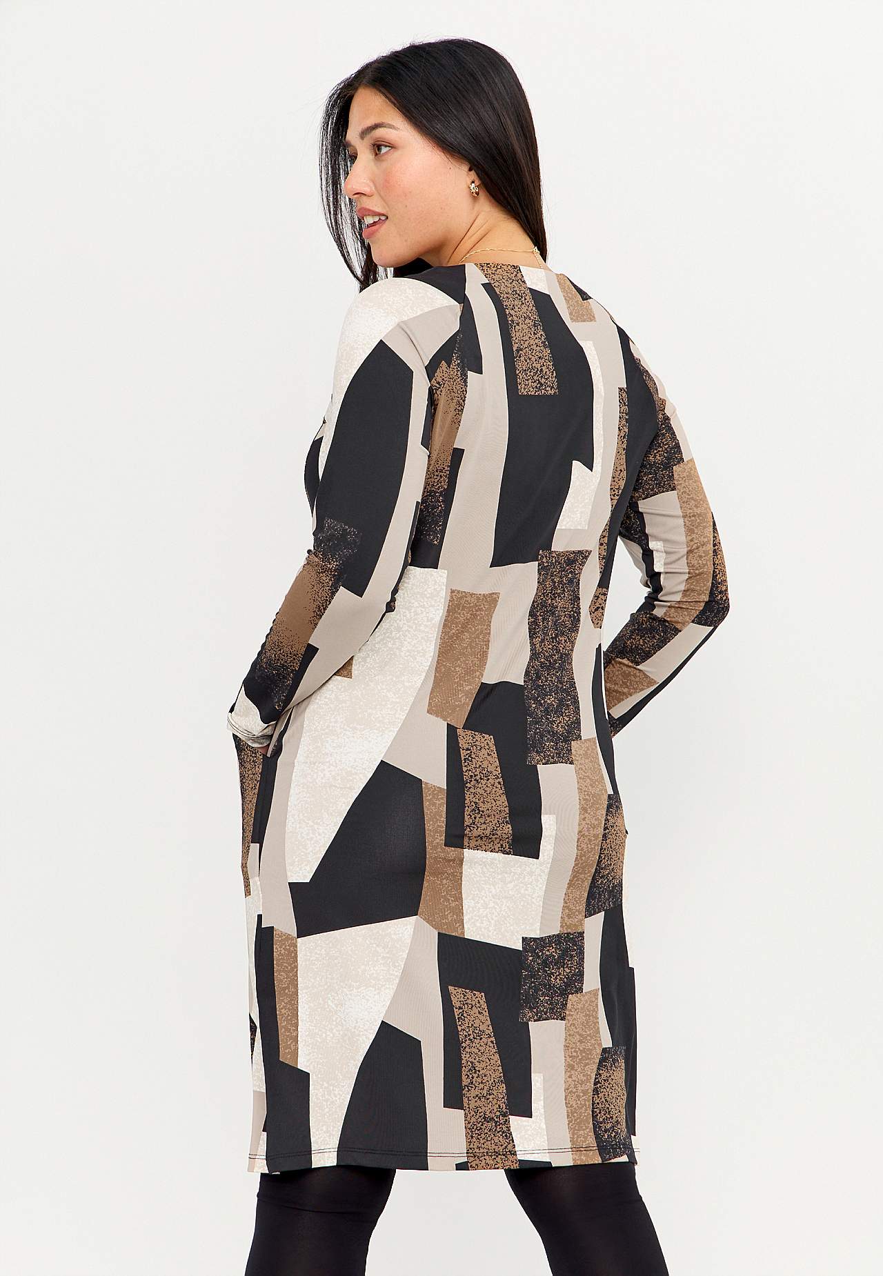 Patterned jersey dress with pockets