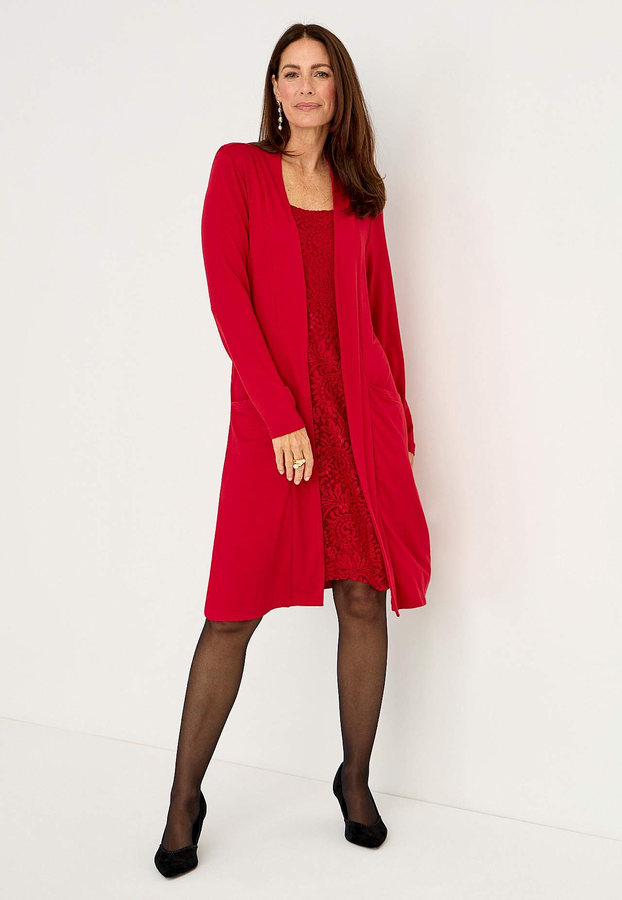 Jersey dress with lace Elina