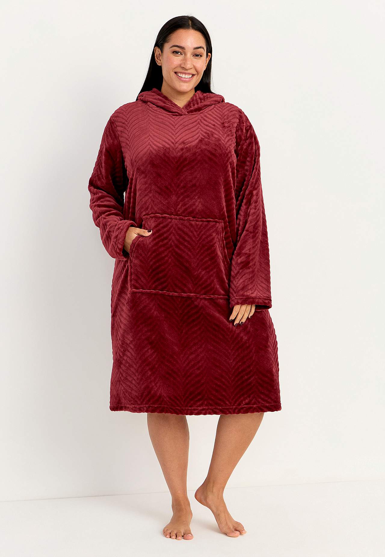 Robe in patterned fleece Lotta