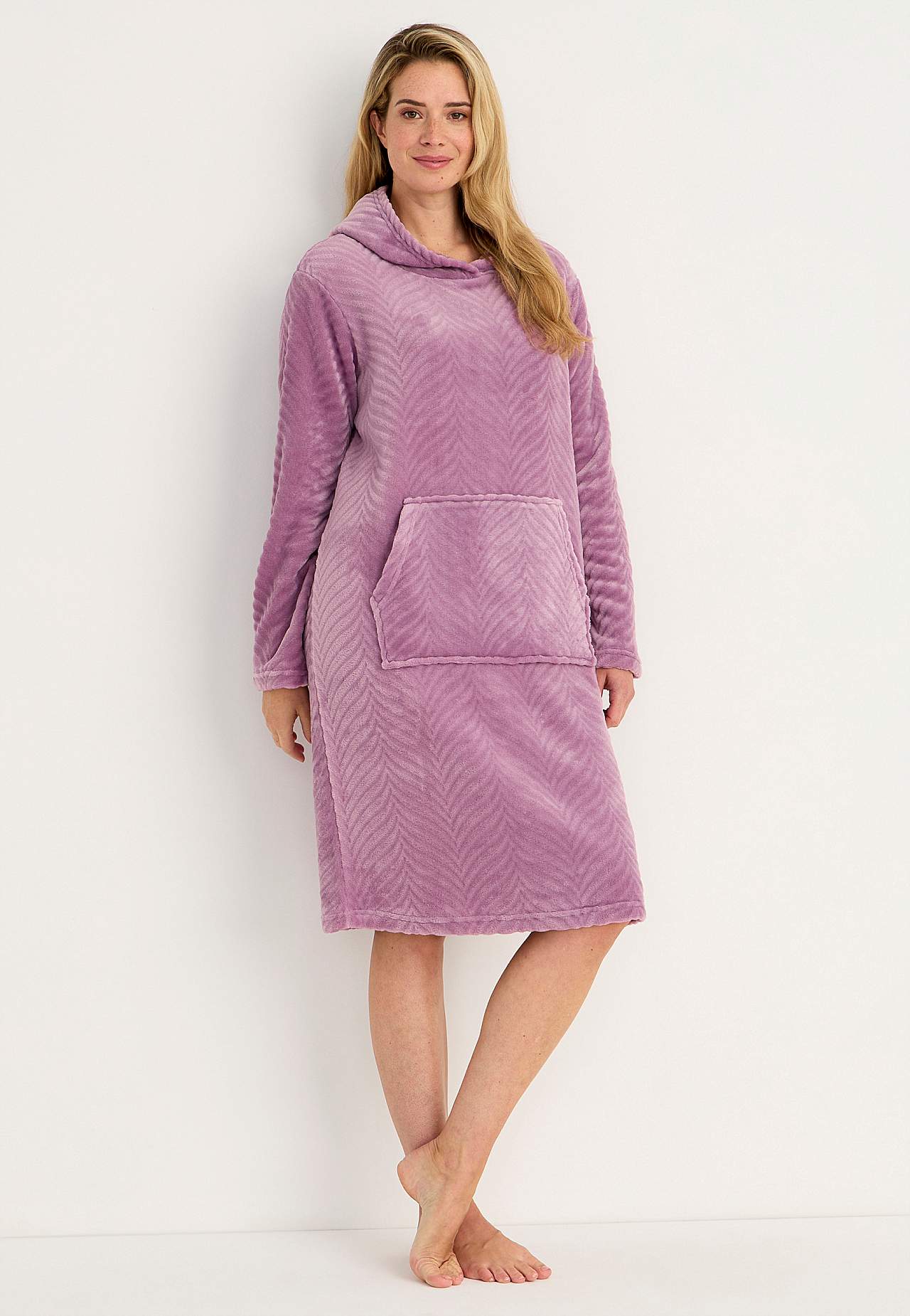 Robe in patterned fleece Lotta