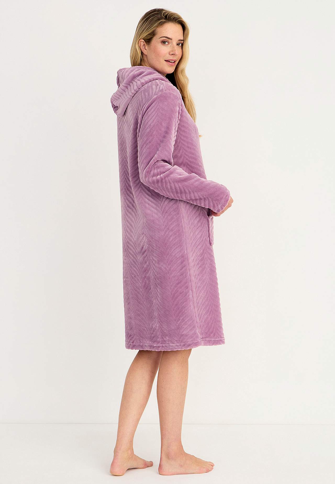 Robe in patterned fleece Lotta