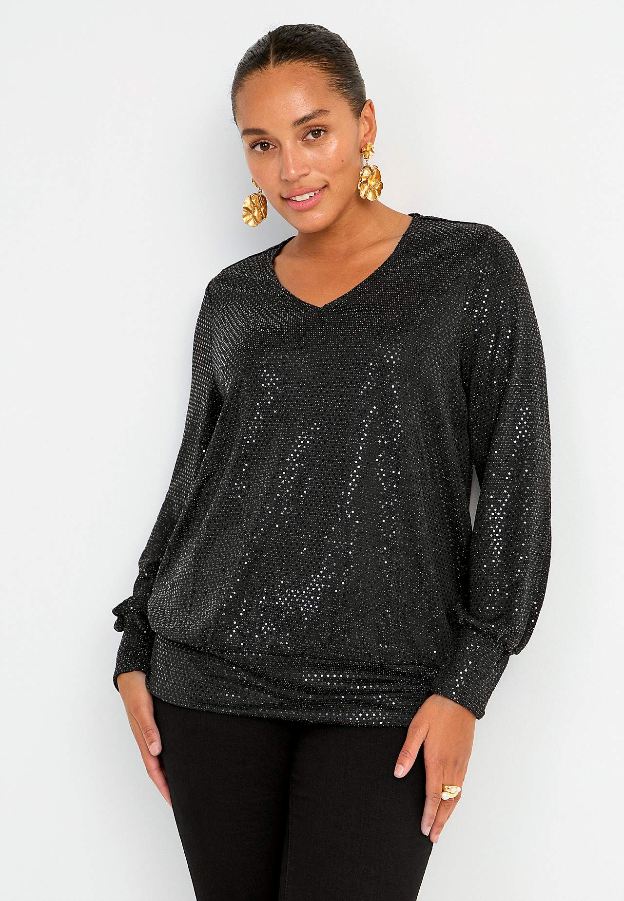 Jersey top with paillettes