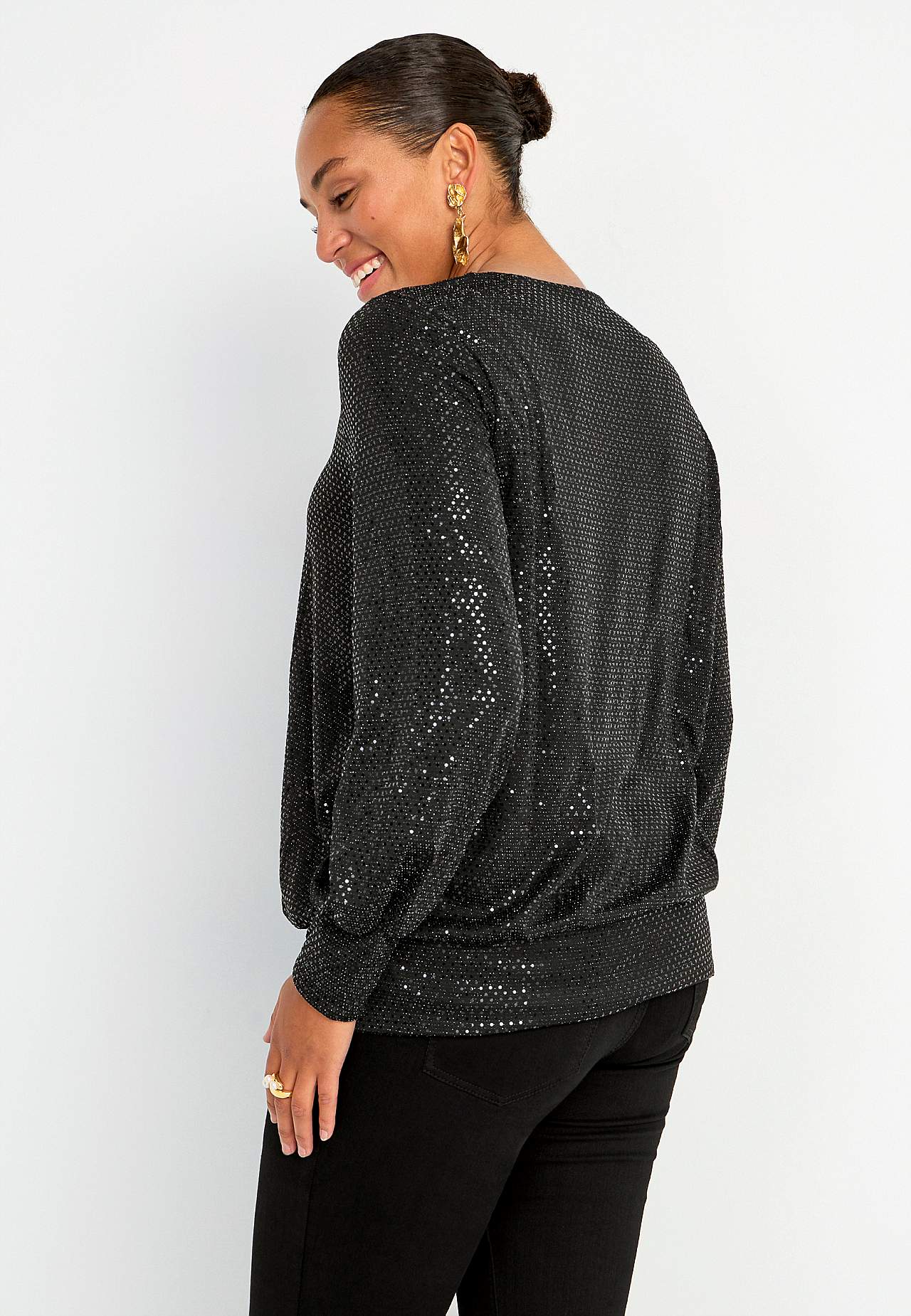 Jersey top with paillettes