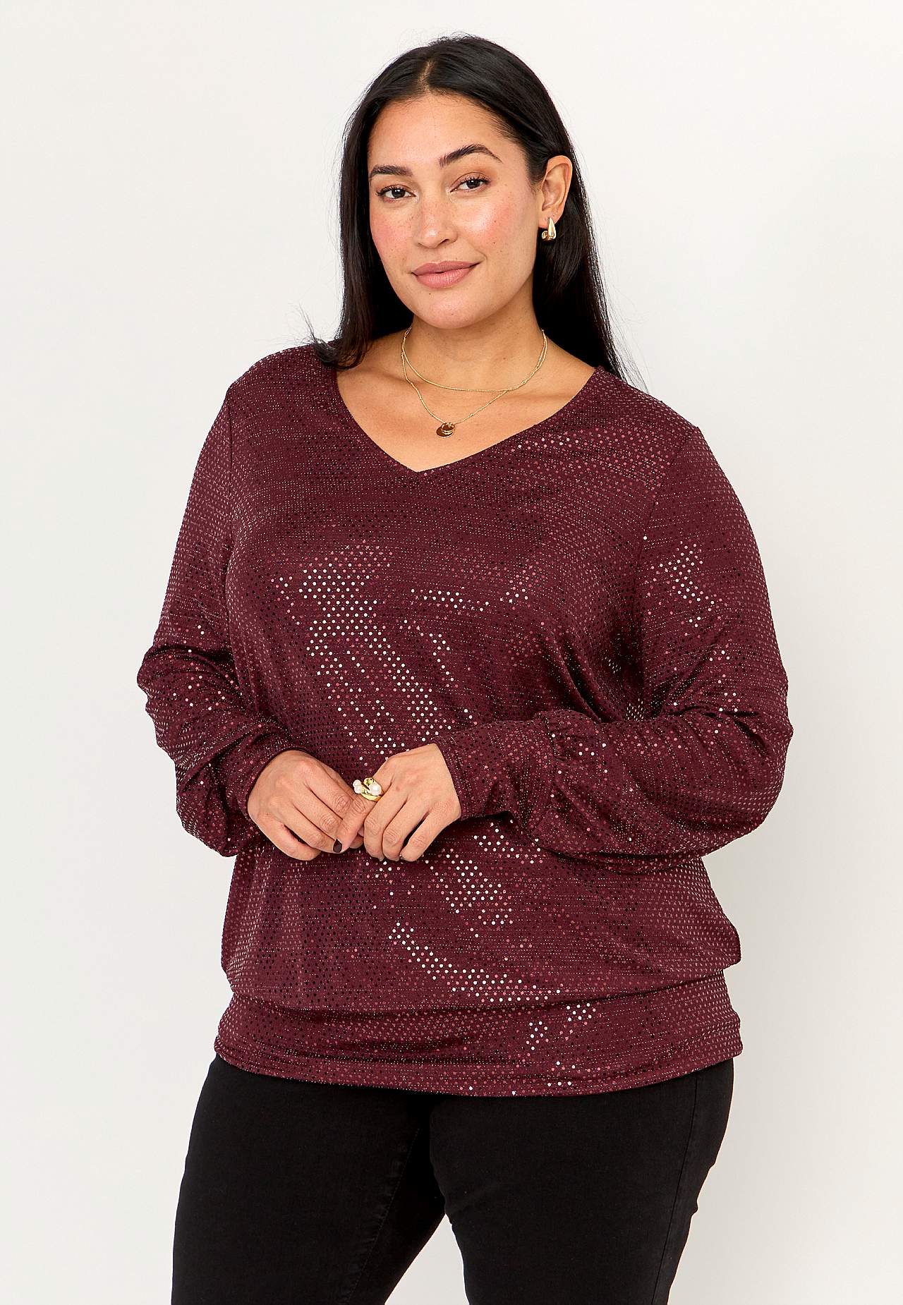 Jersey top with paillettes