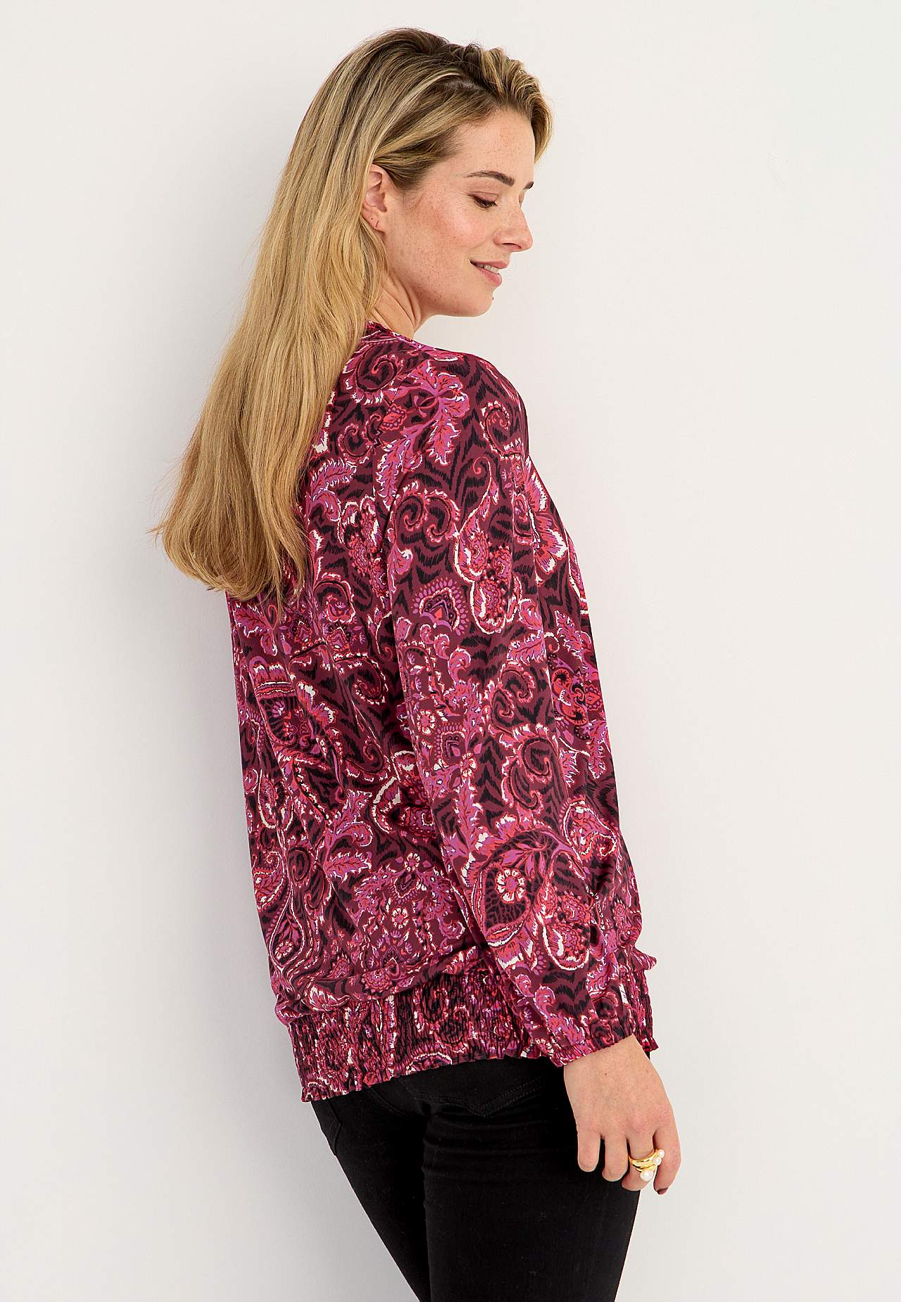 Jersey top with smocking