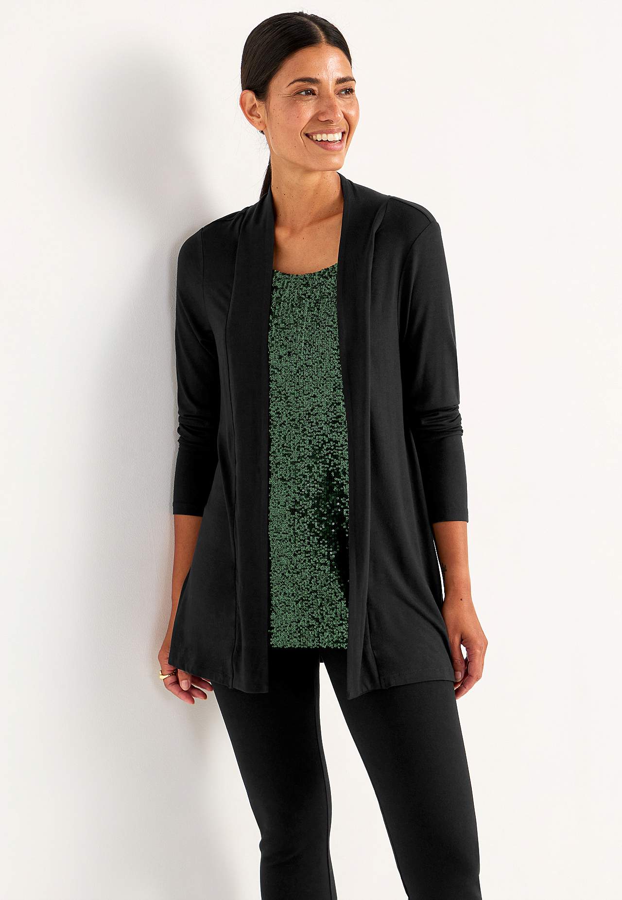Long-sleeved 2-in-1 top with sequins
