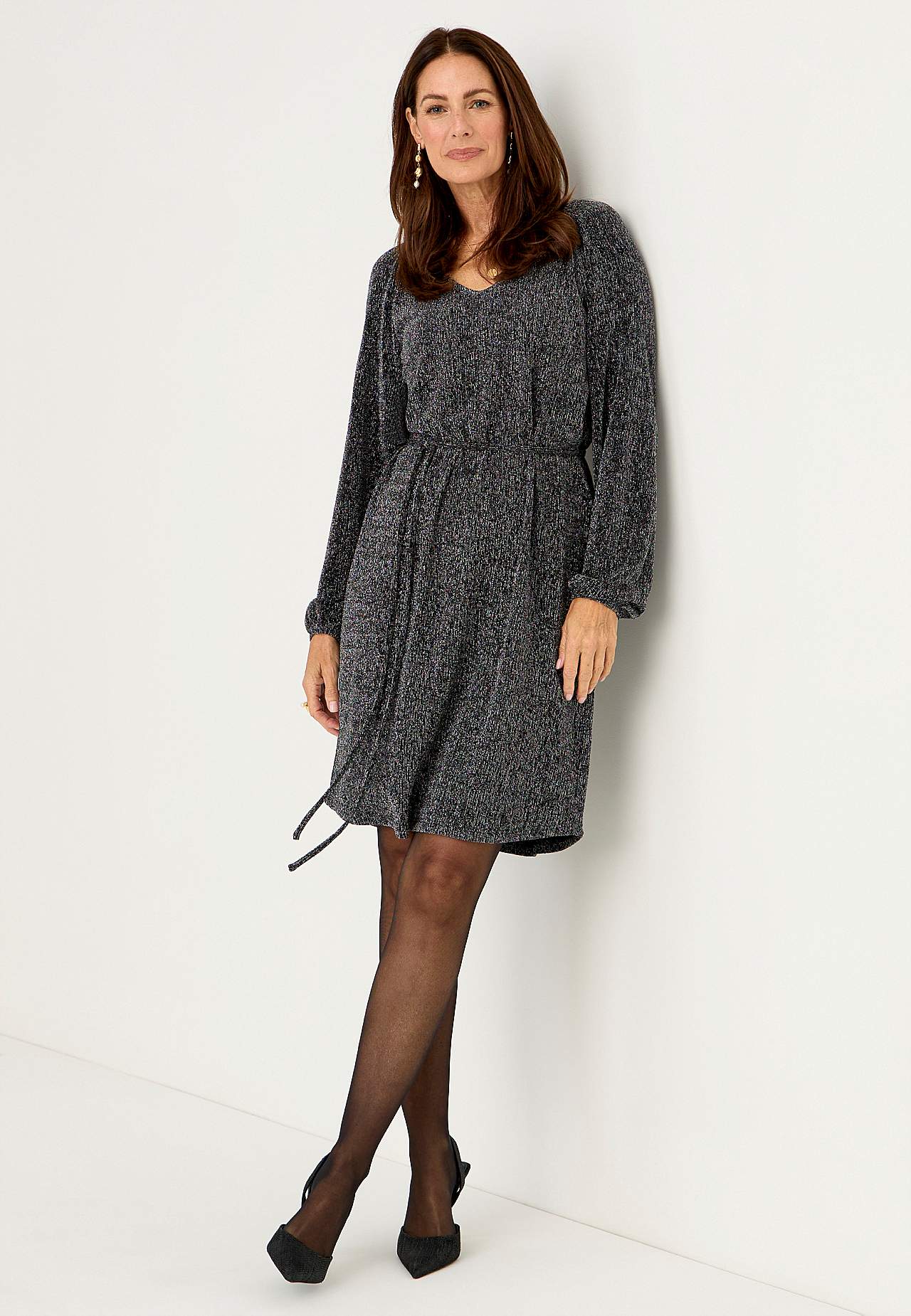 Party dress with glittery threads