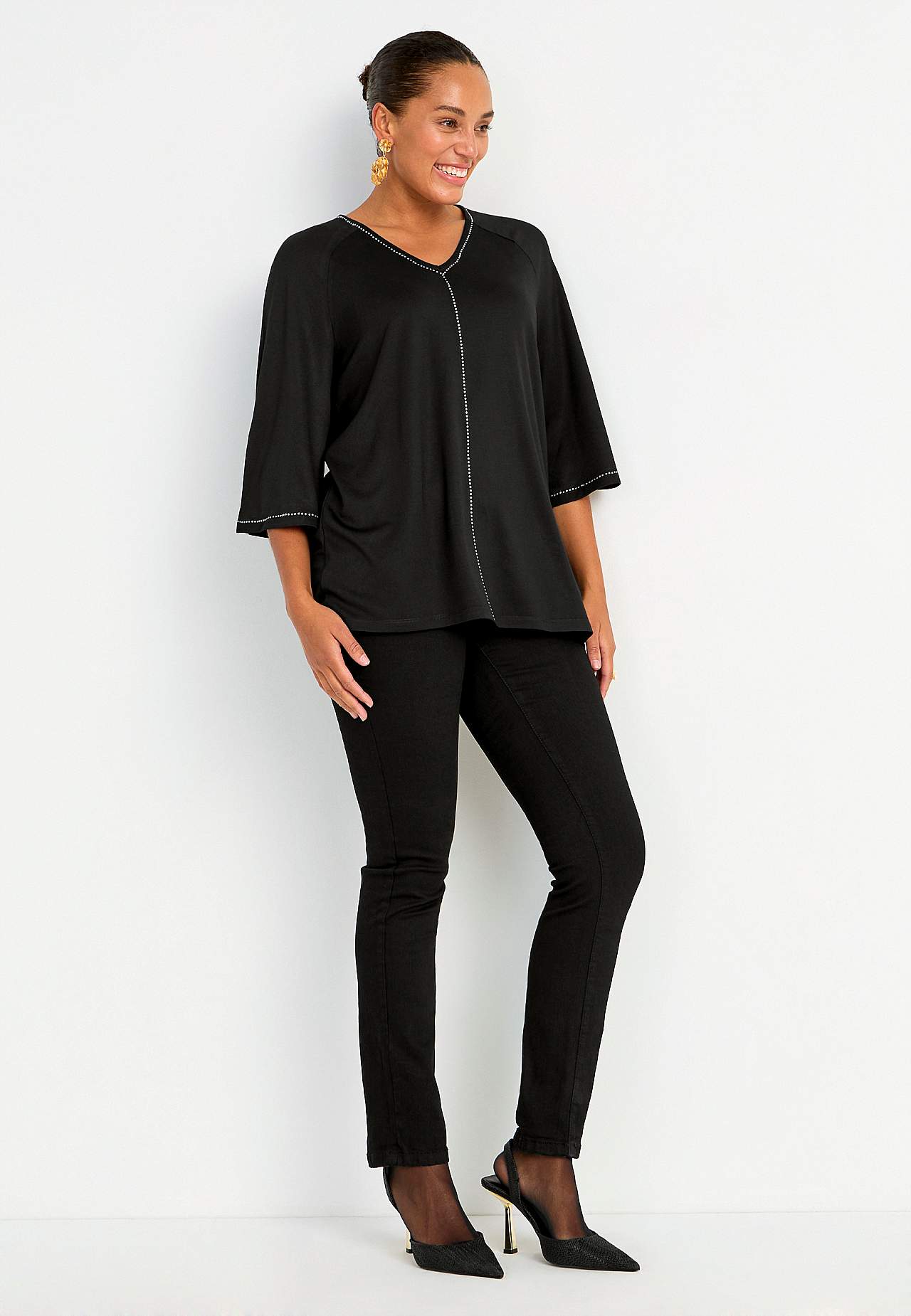 Jersey top with rhinestone details