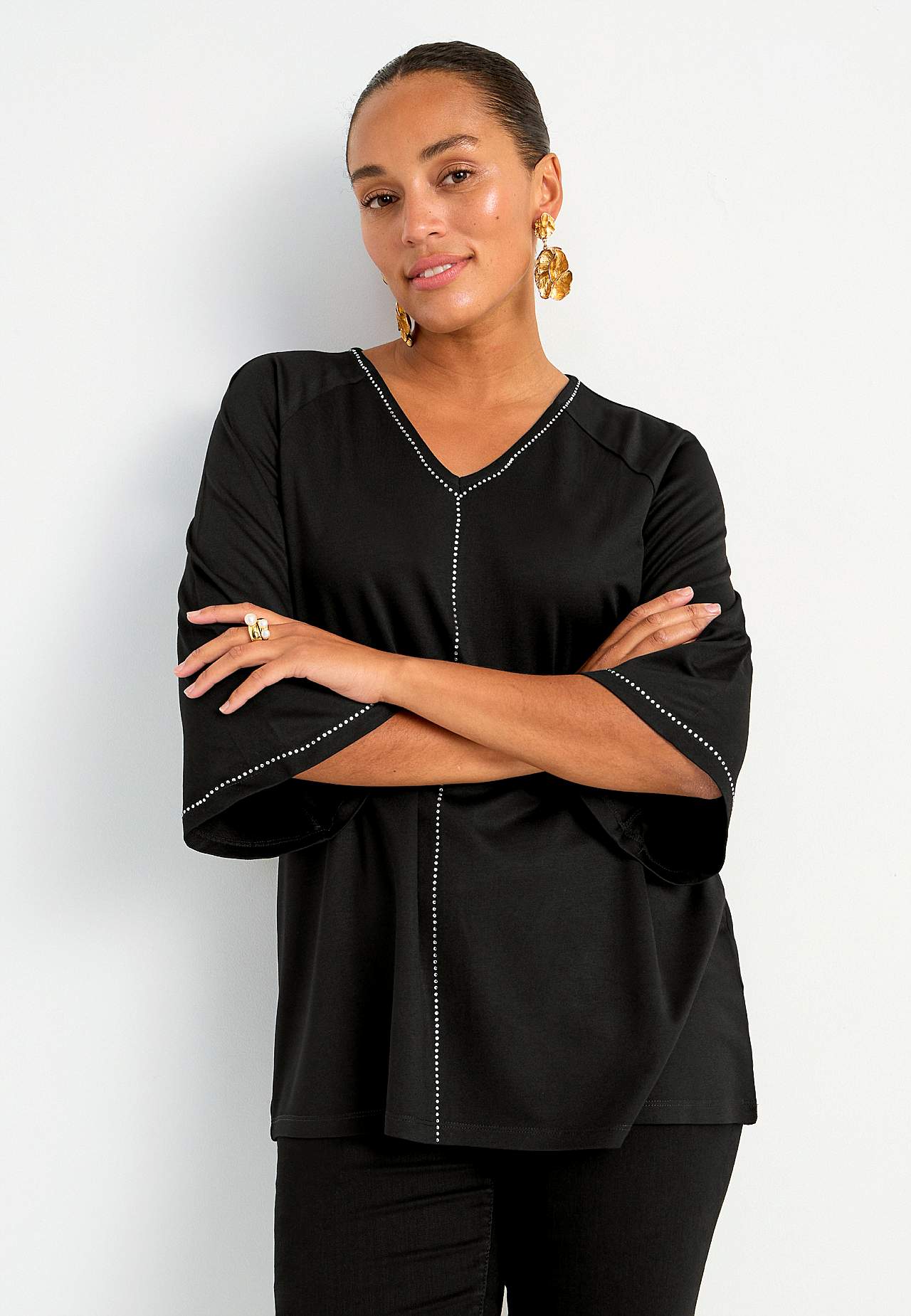 Jersey top with rhinestone details