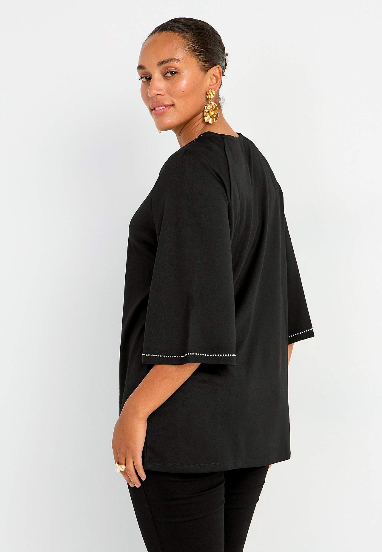 Jersey top with rhinestone details