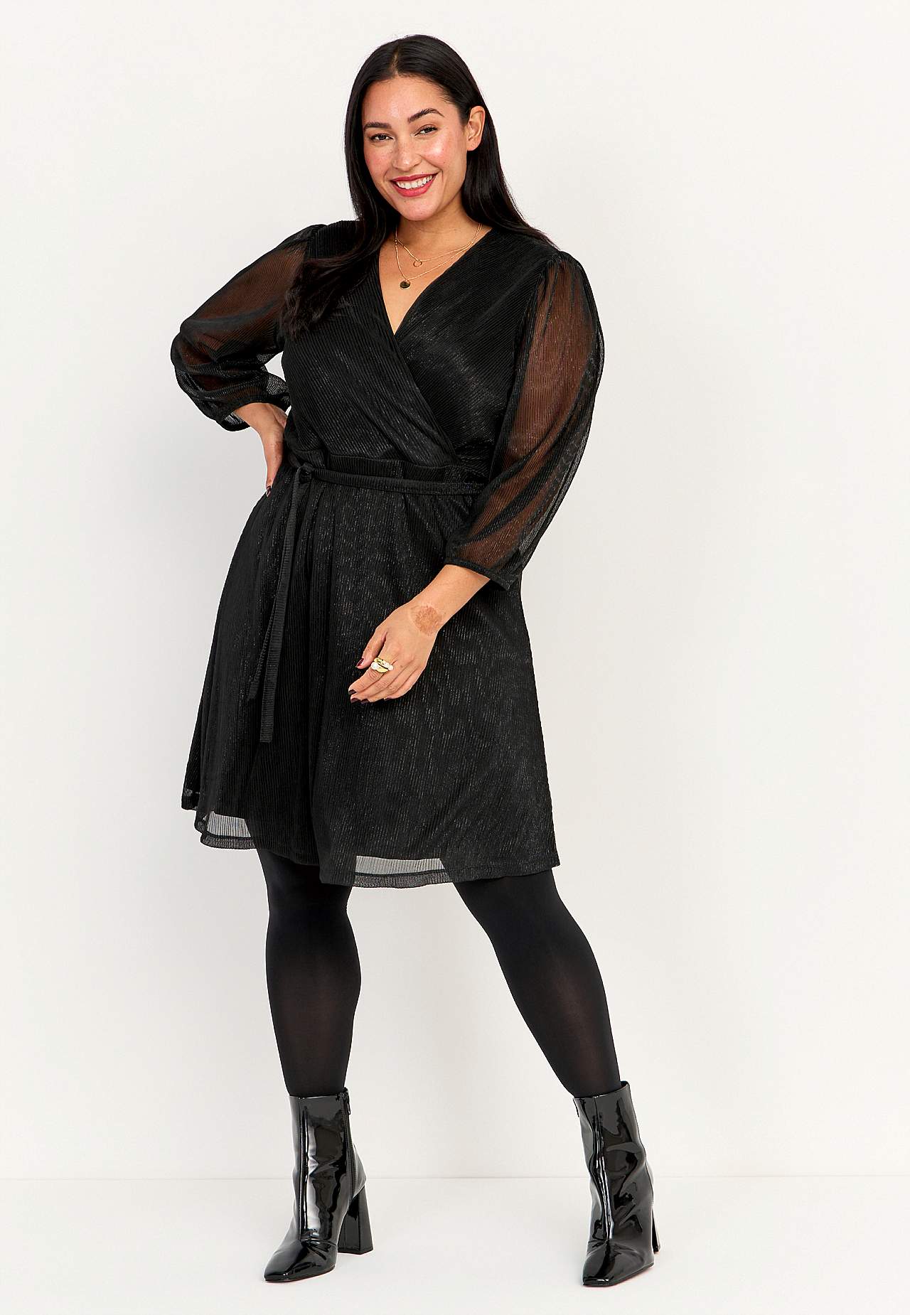 Glittery party dress with overlap design