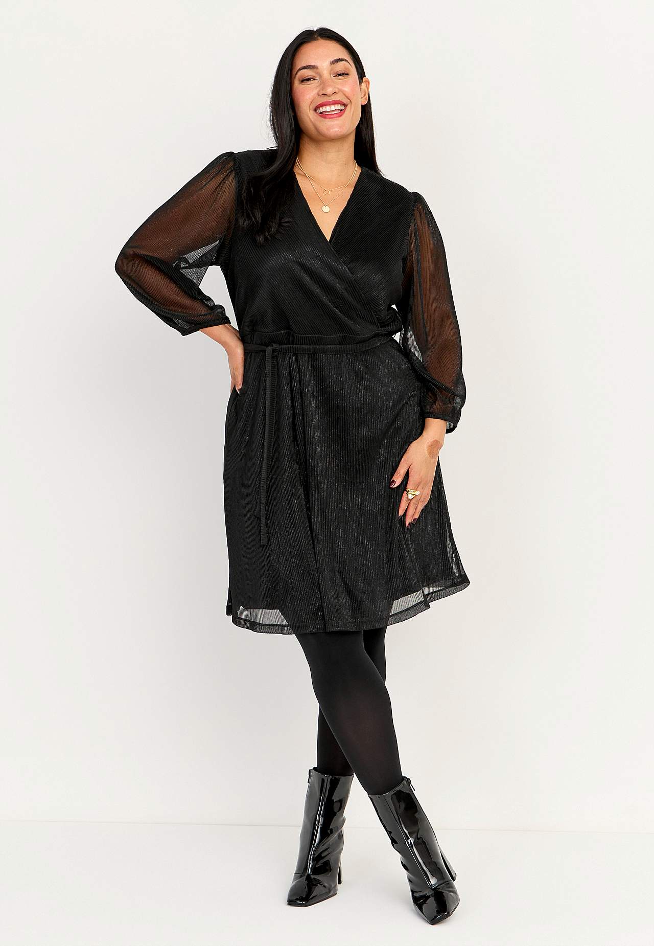 Glittery party dress with overlap design