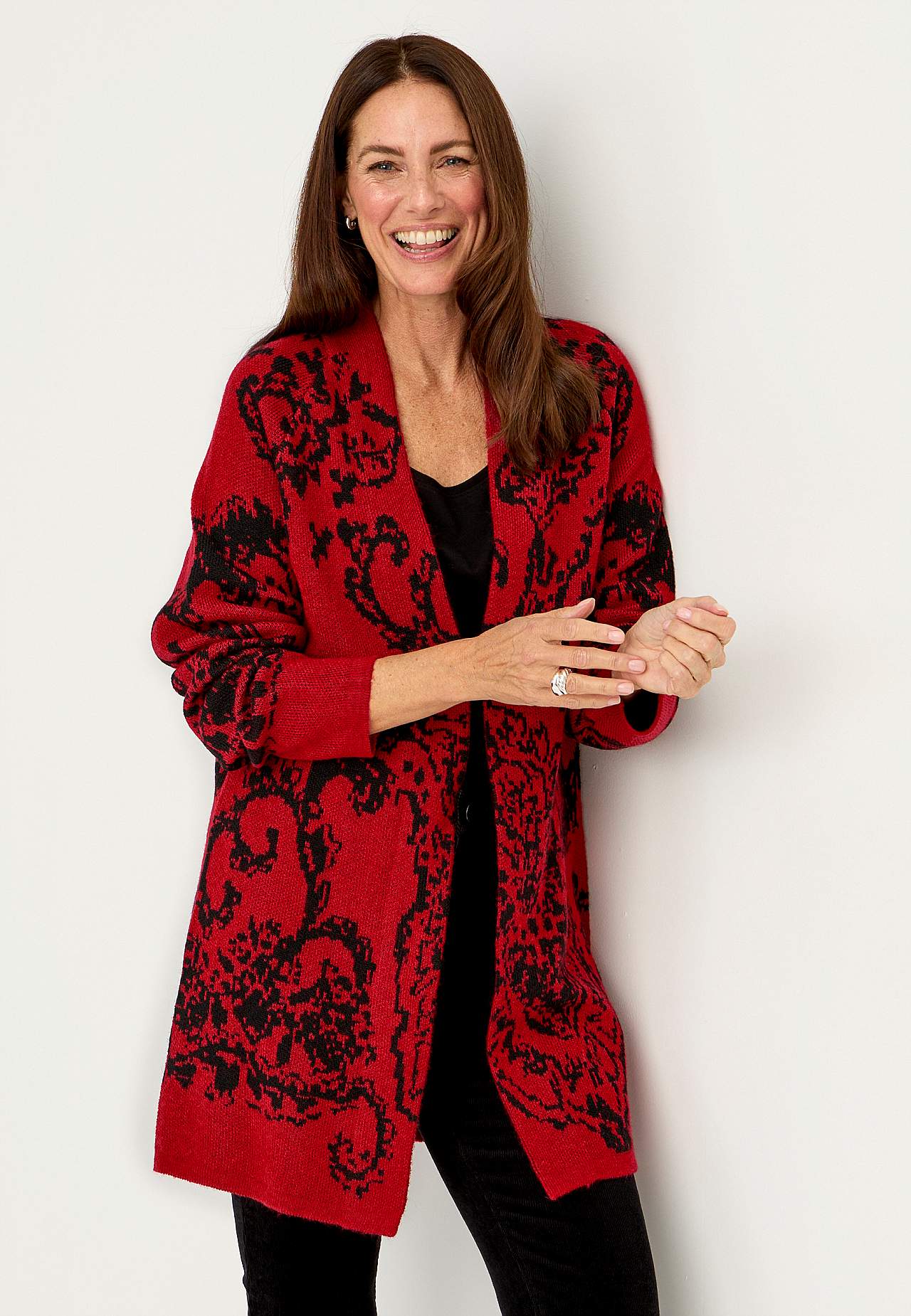Jacquard-knit cardigan