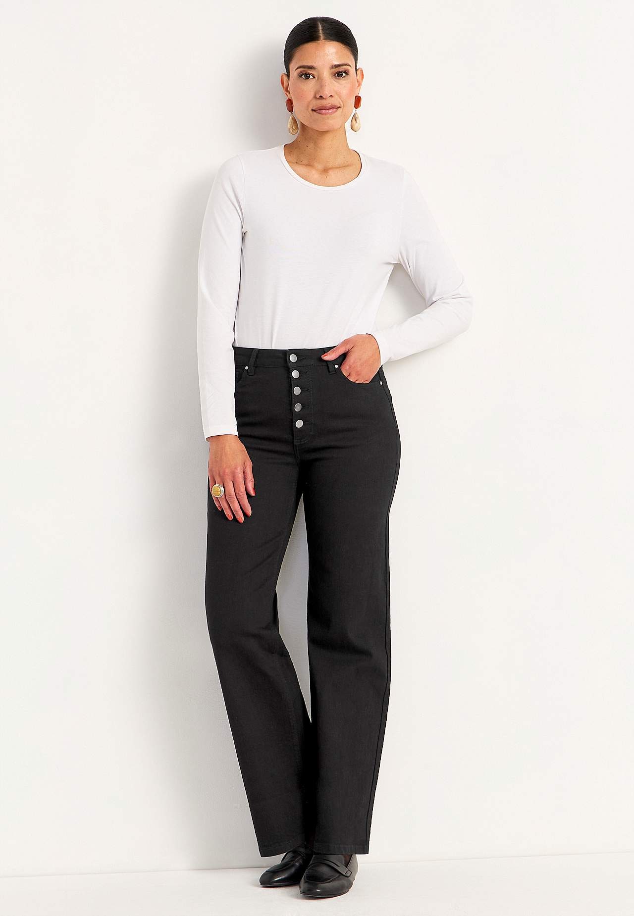 Stretch jeans with high waist