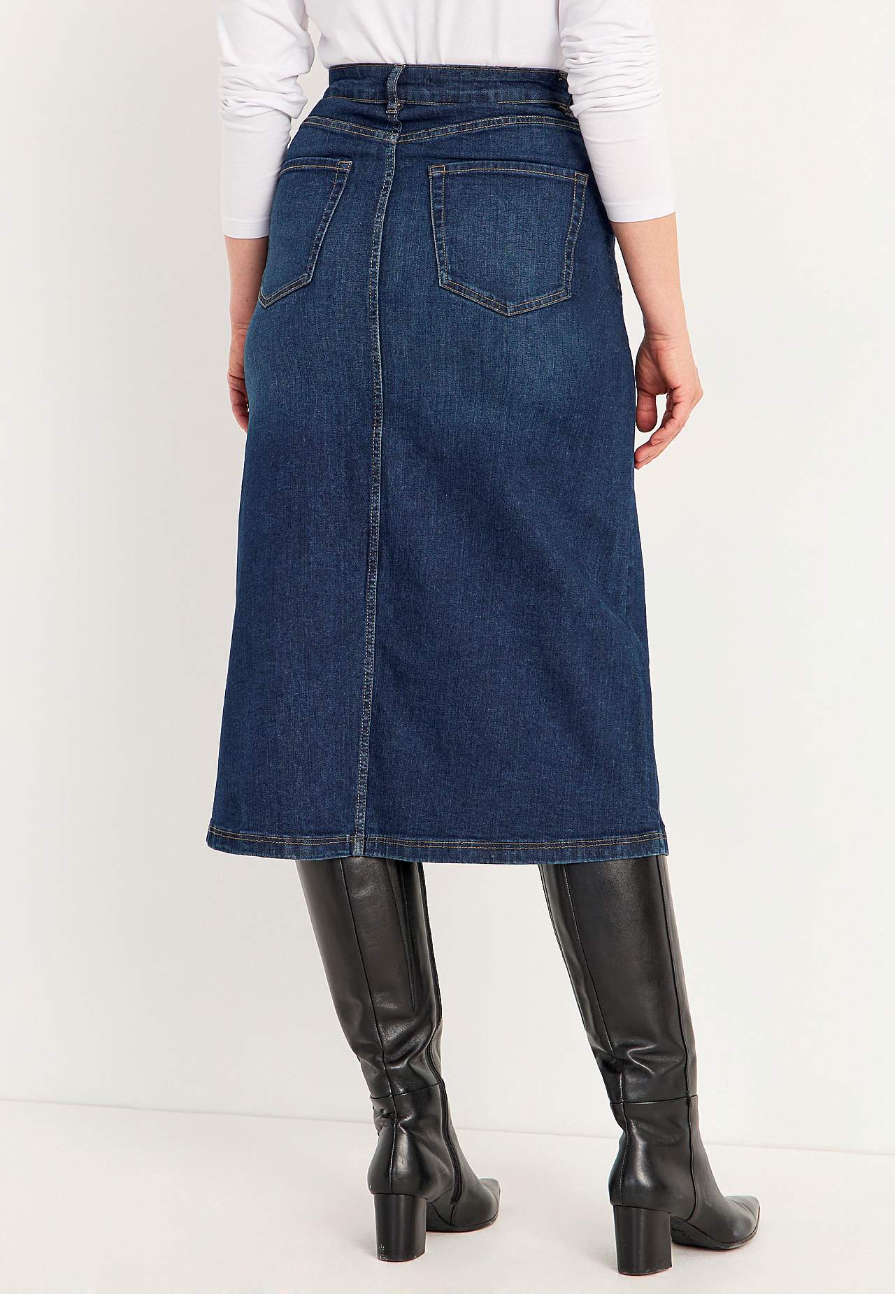 Denim skirt with slit at front