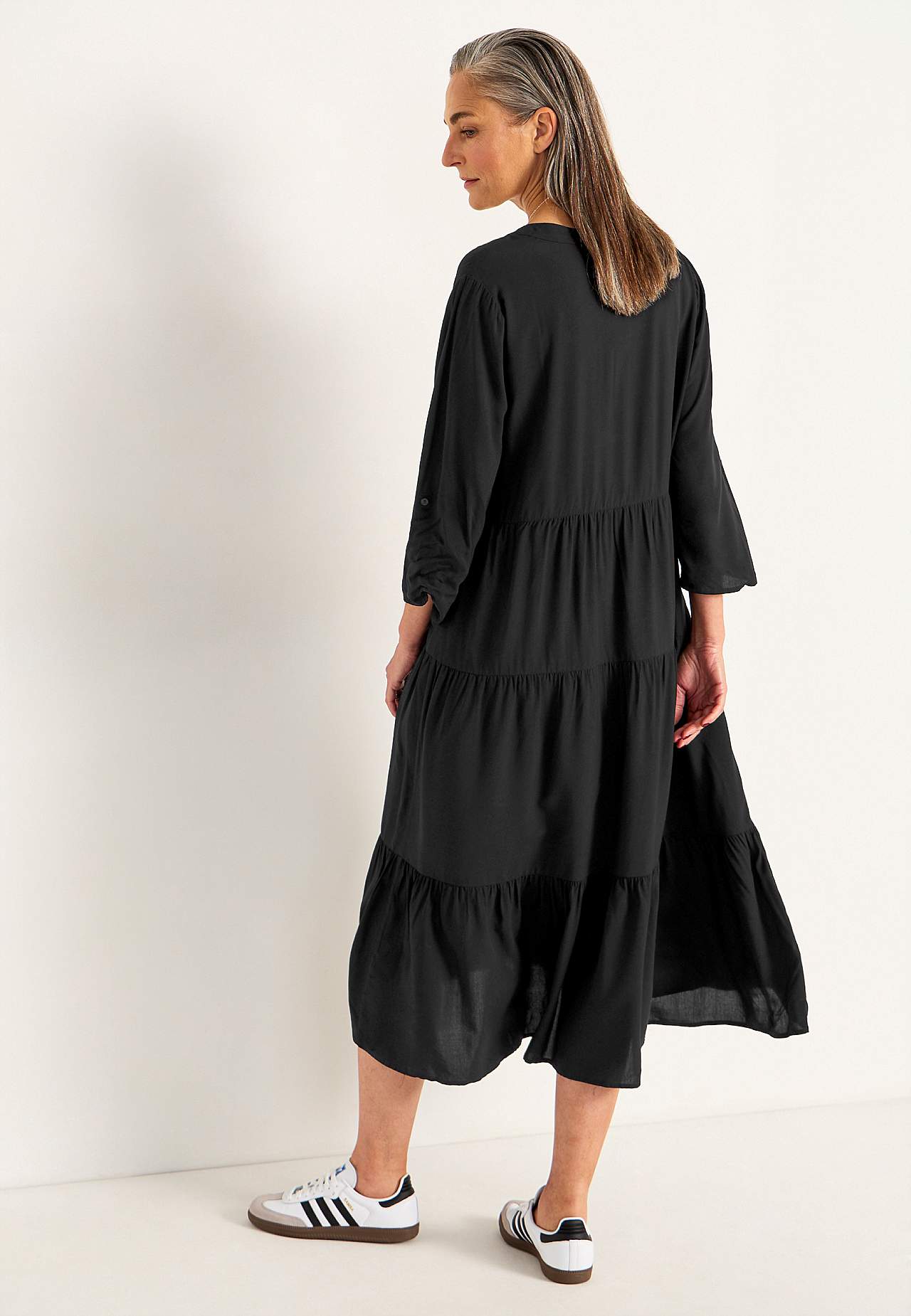 Dress with flounces