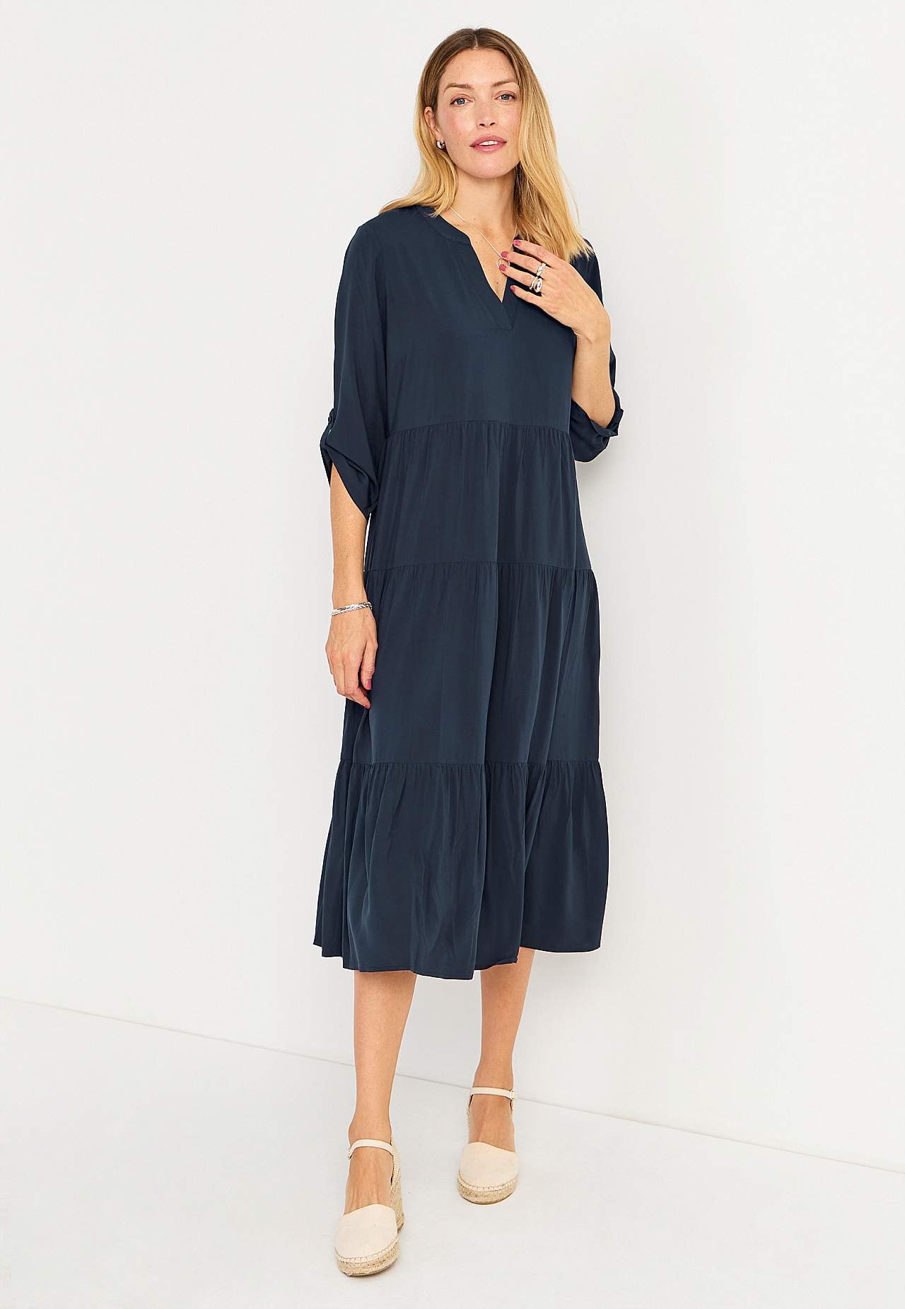 Dress with flounces