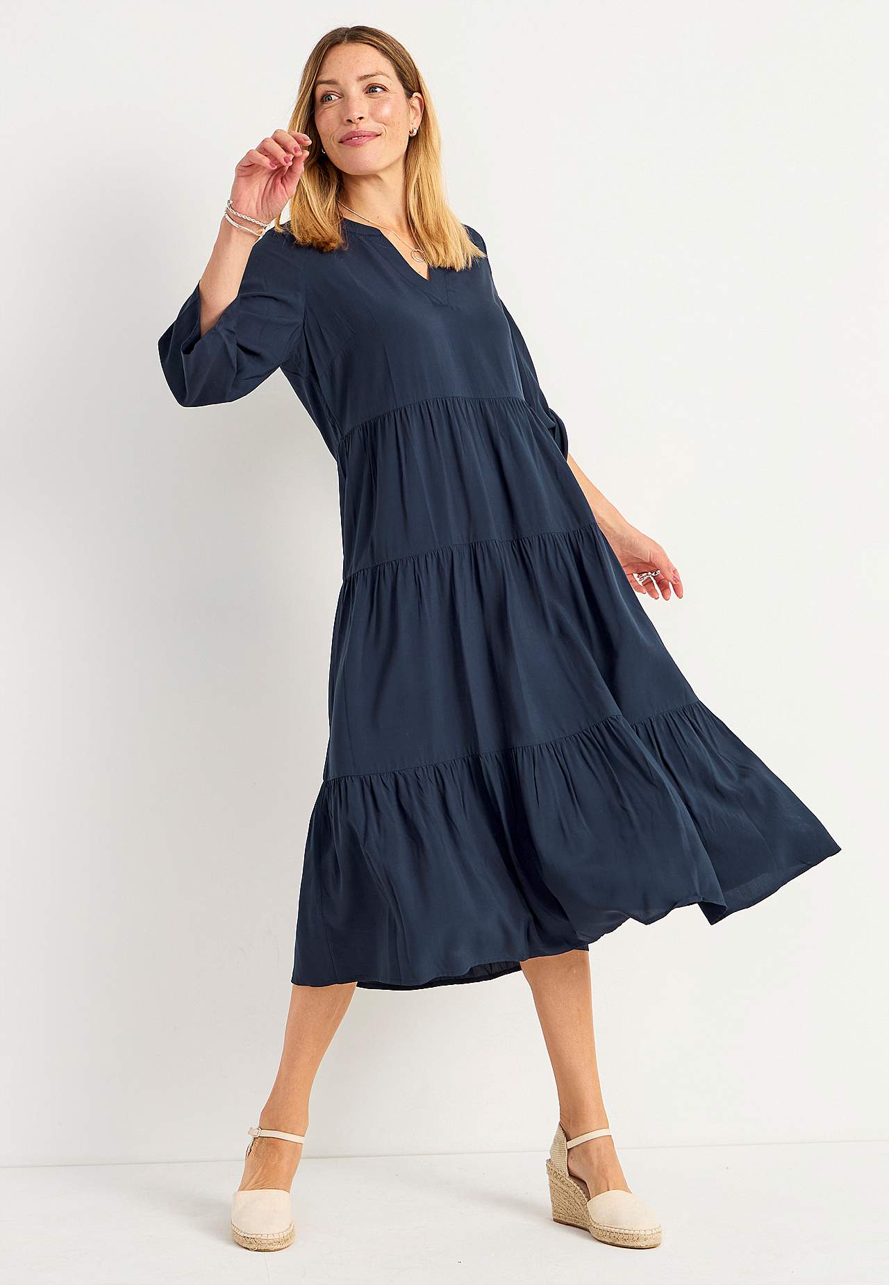 Dress with flounces