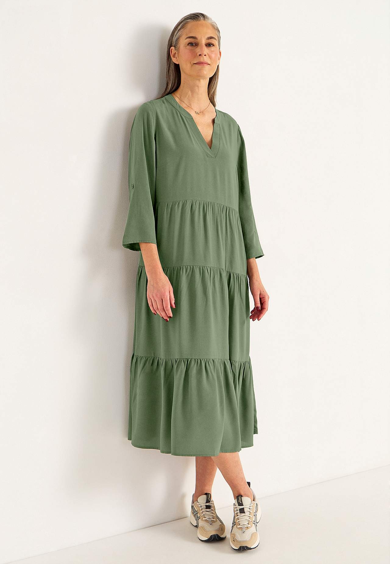 Dress with flounces
