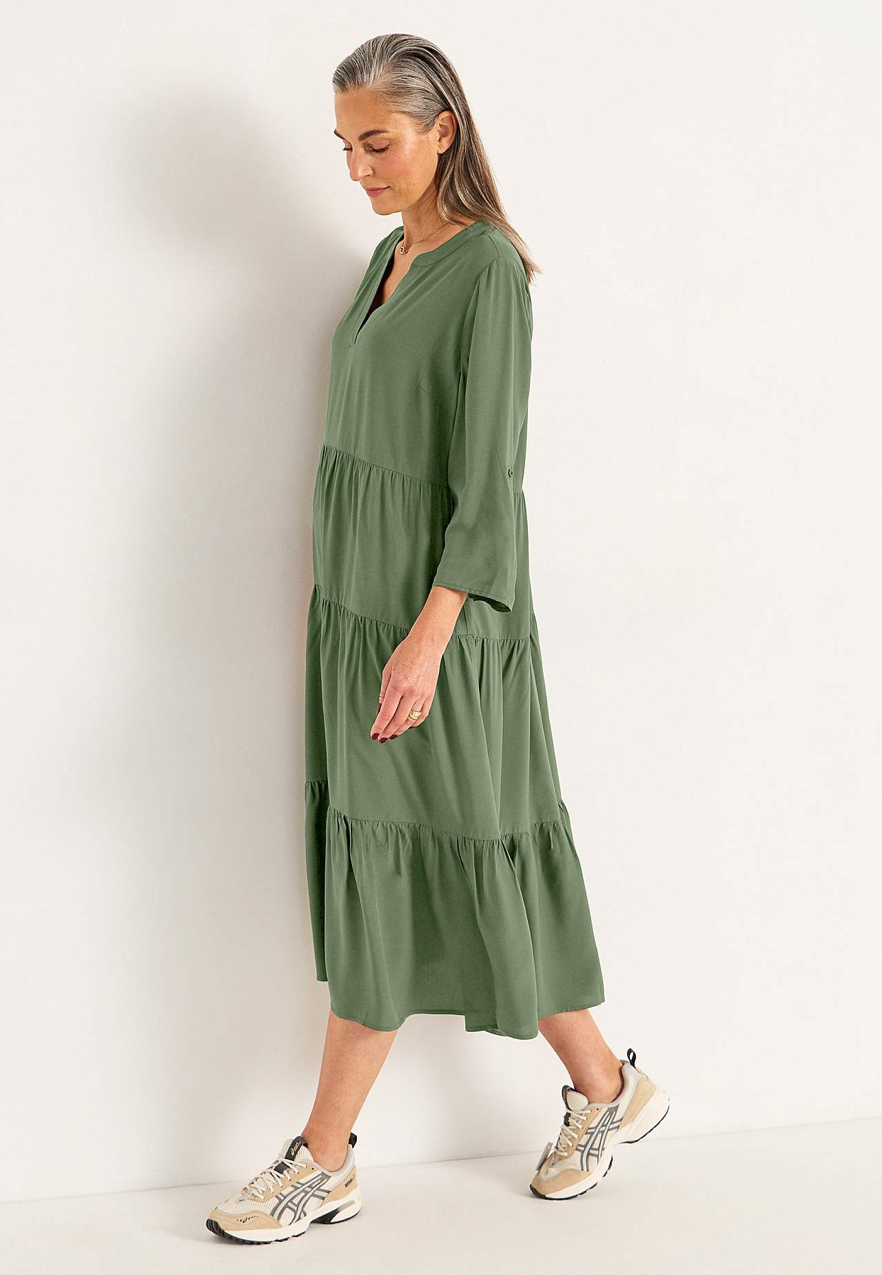 Dress with flounces