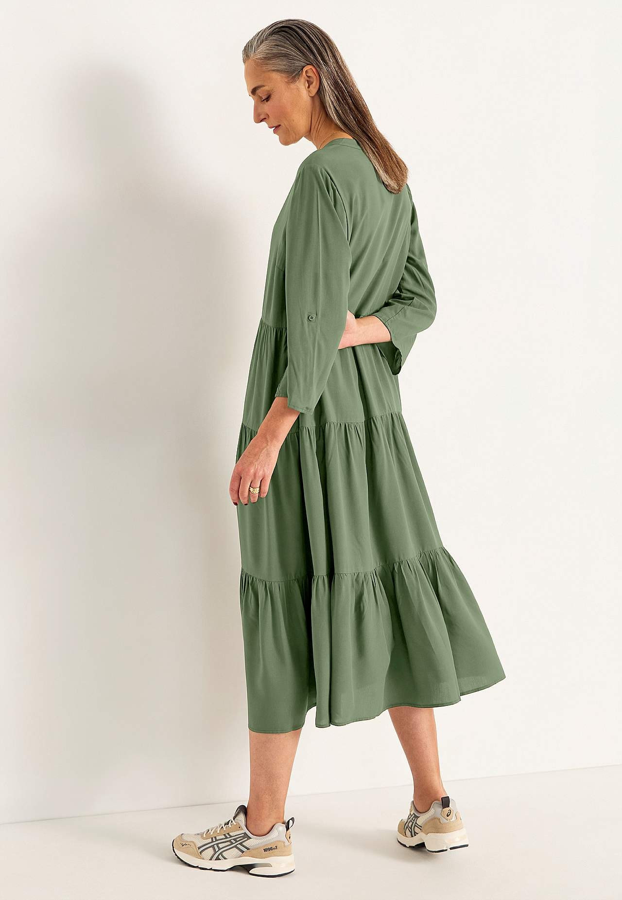 Dress with flounces