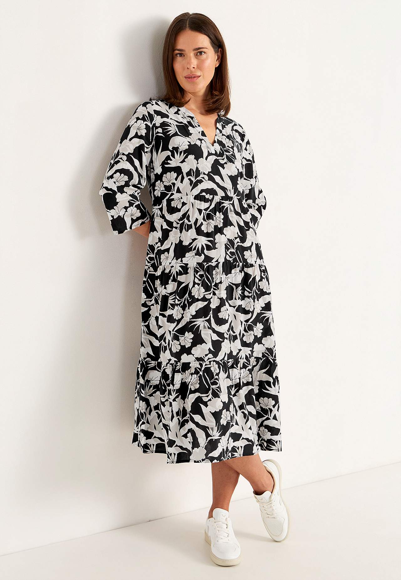 Dress with flounces