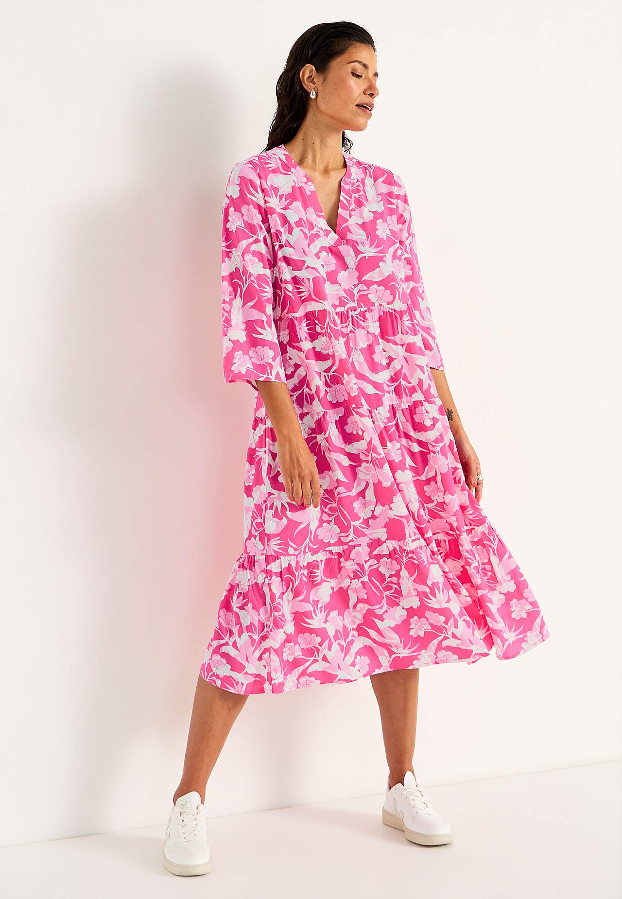 Dress with flounces