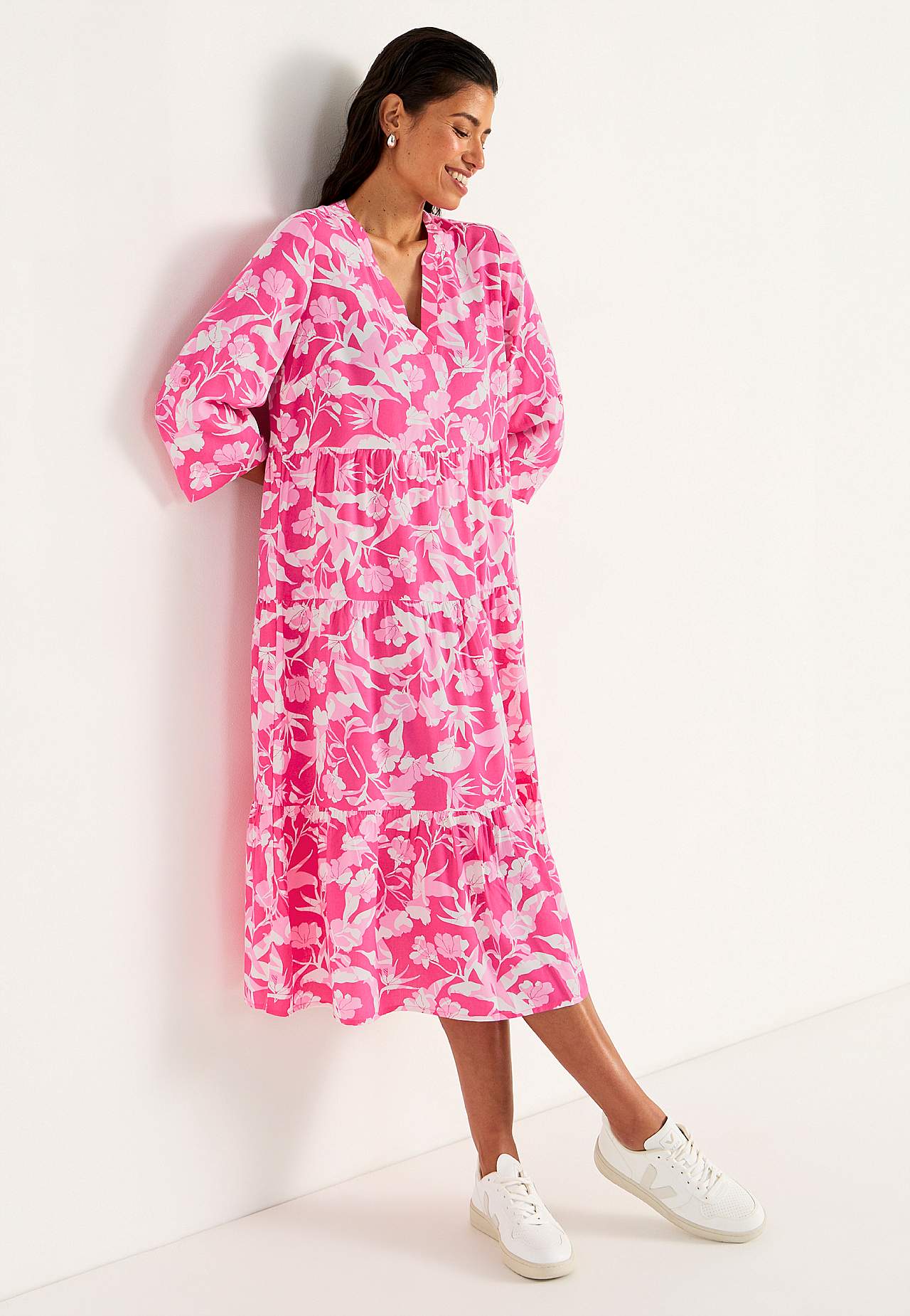 Dress with flounces