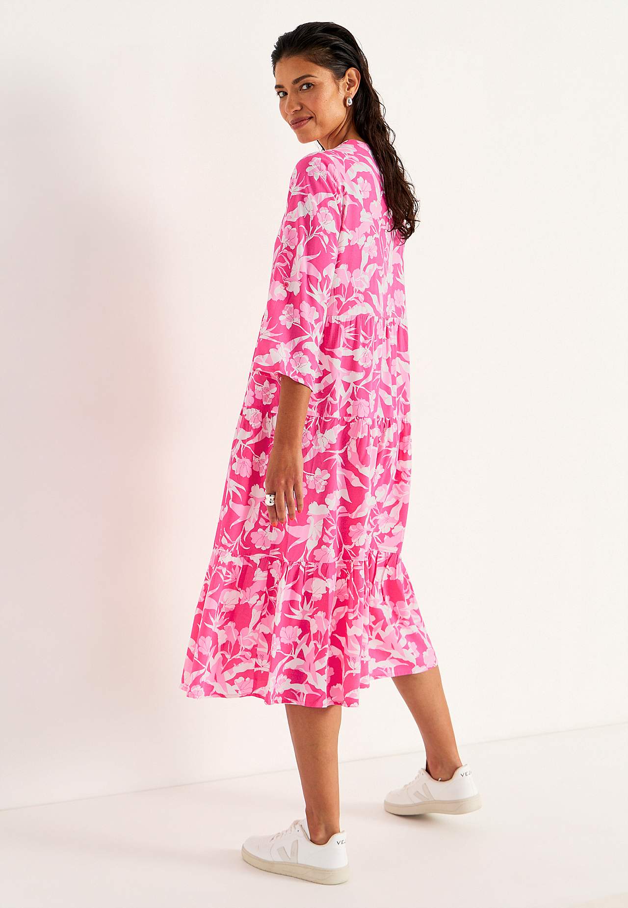 Dress with flounces
