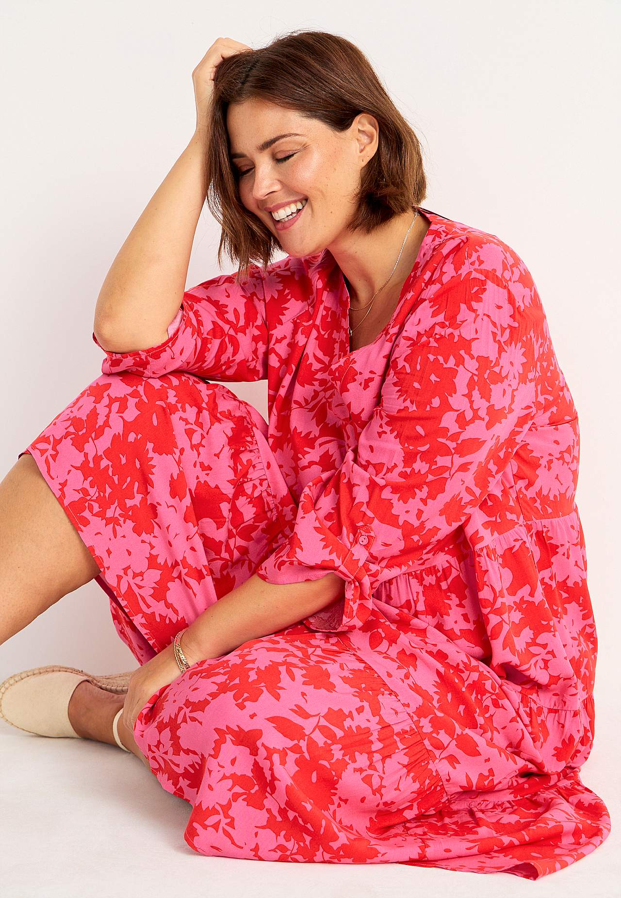 Dress with flounces