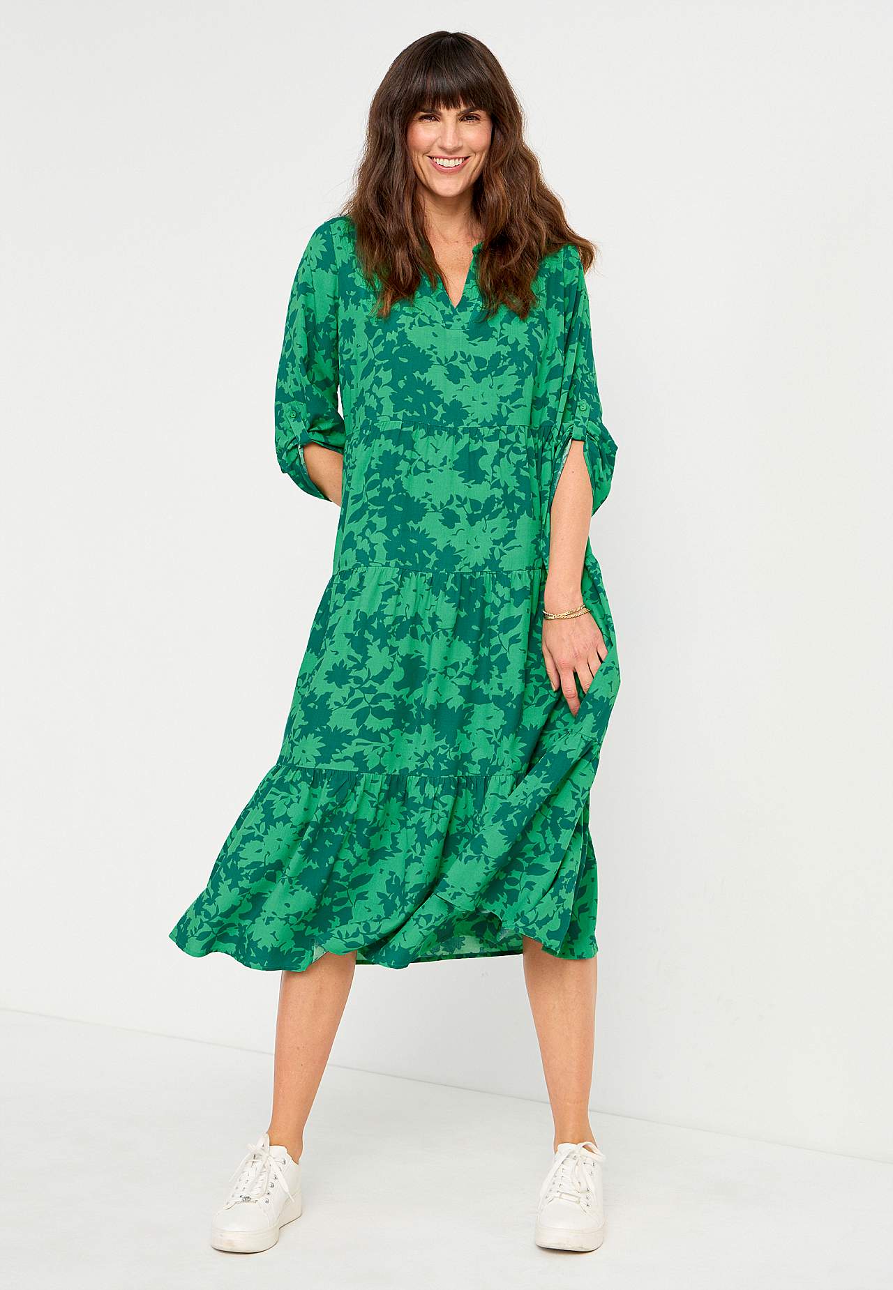 Dress with flounces