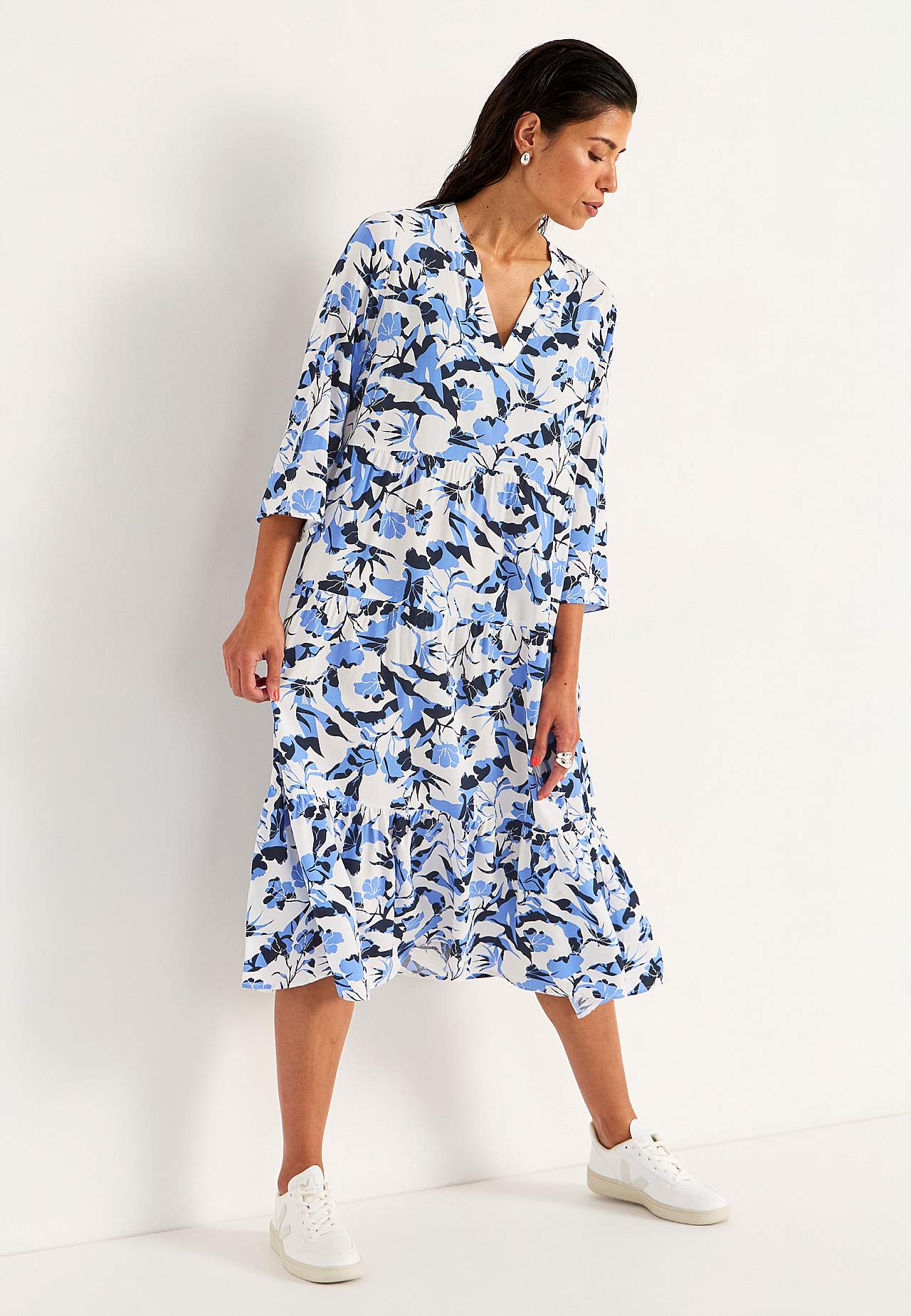 Dress with flounces