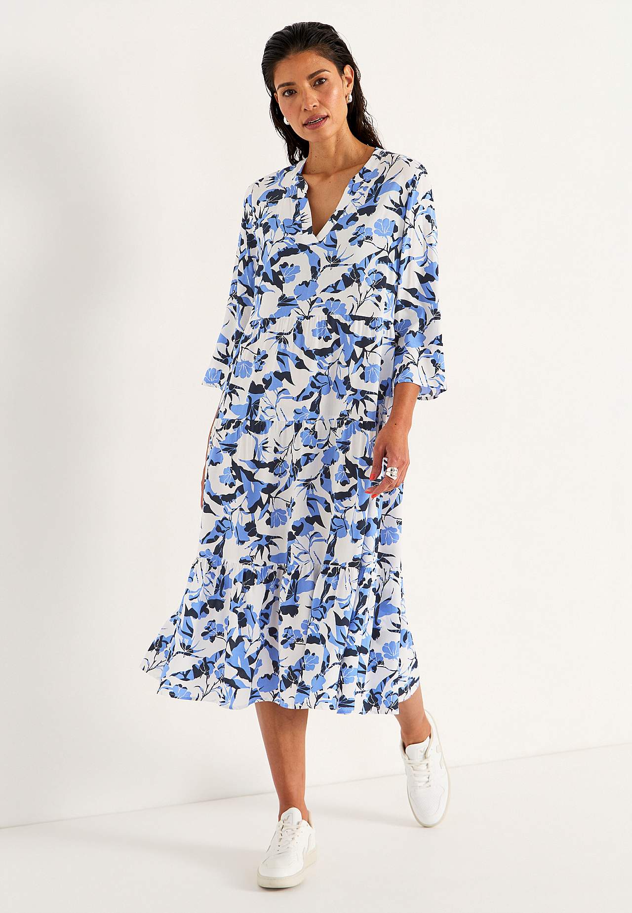 Dress with flounces