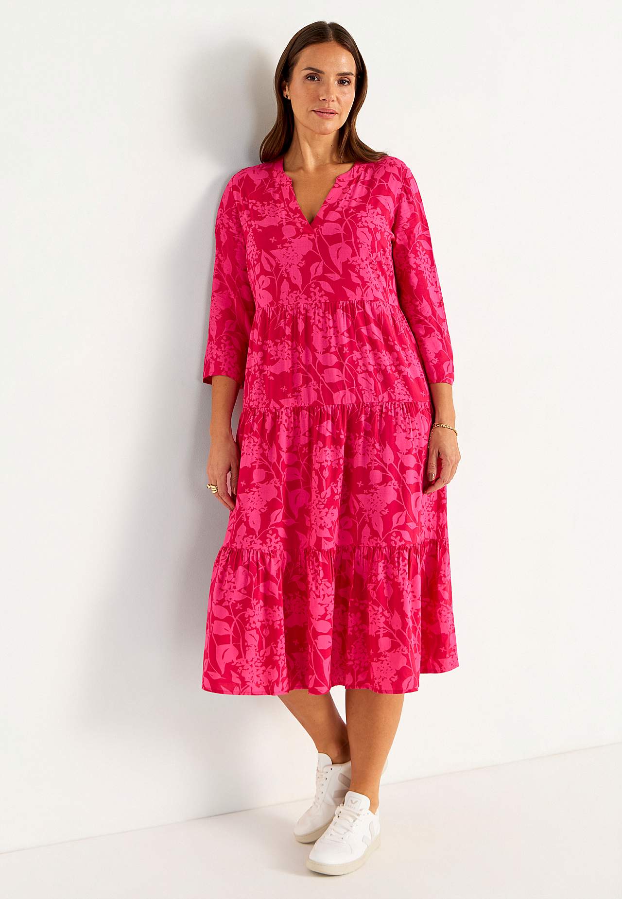 Dress with flounces