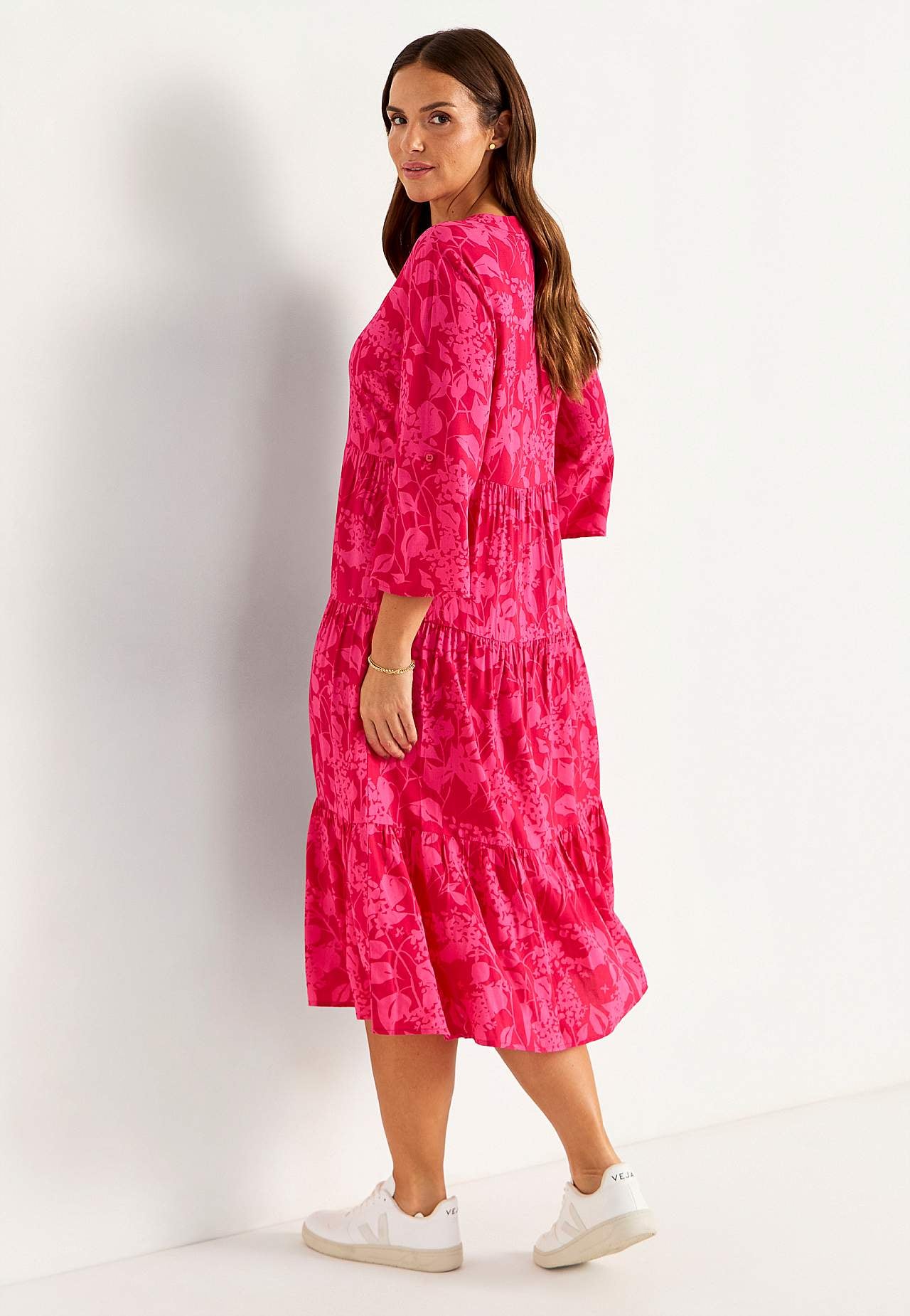 Dress with flounces