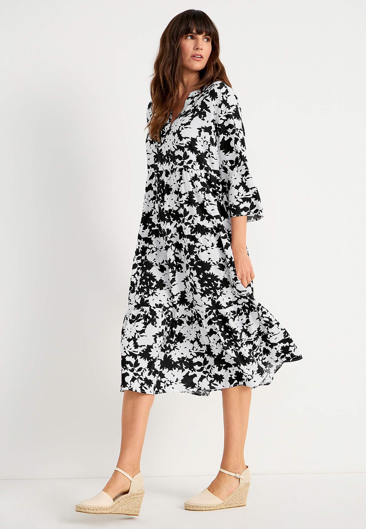 Dress with flounces