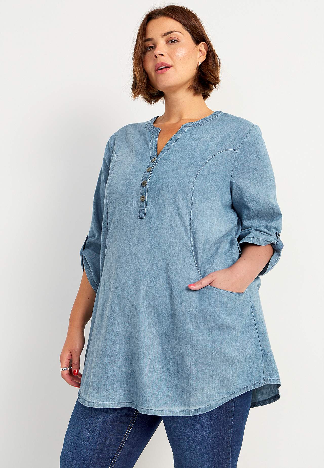 Denim tunic with pockets