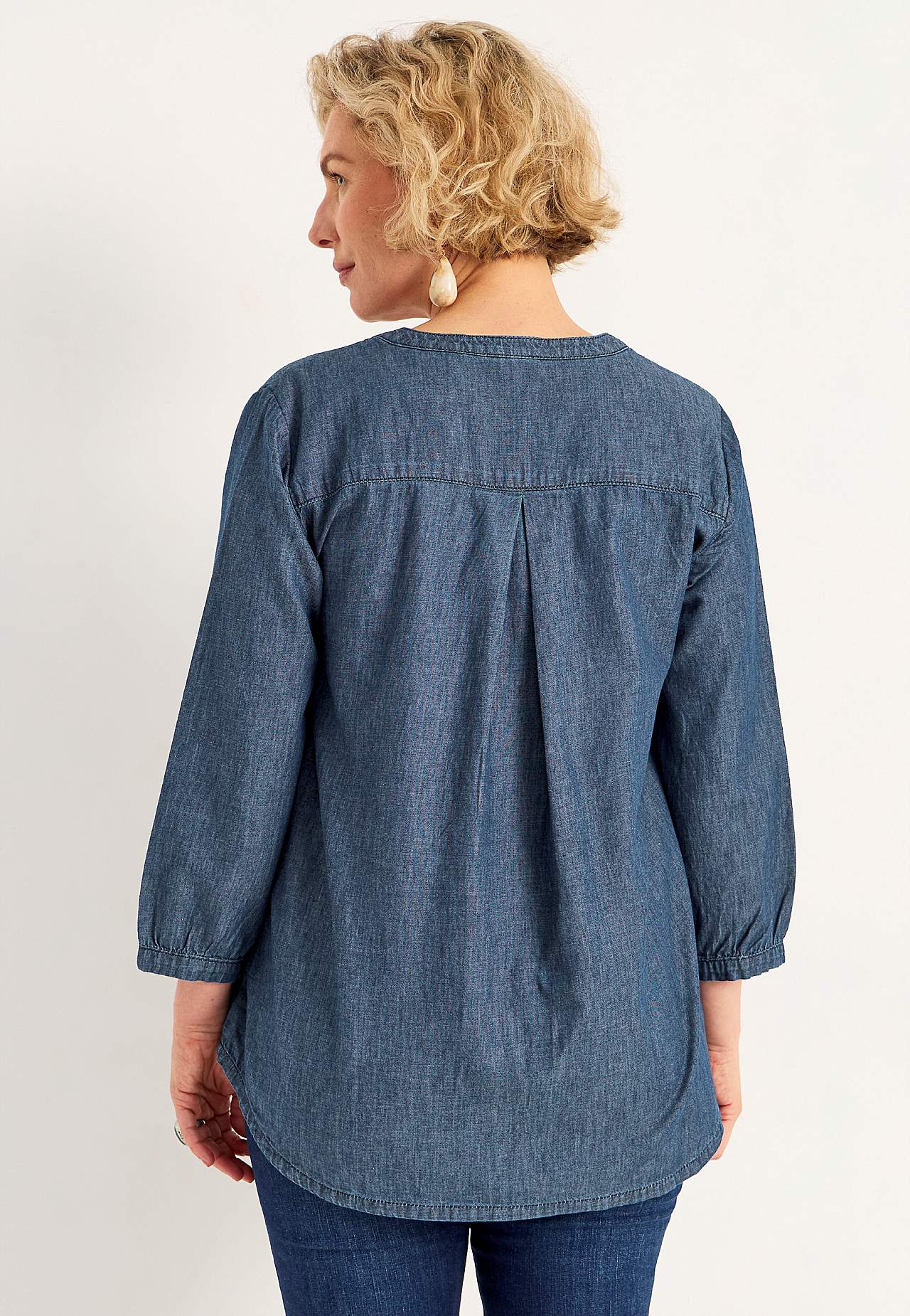 Denim blouse with chest pocket