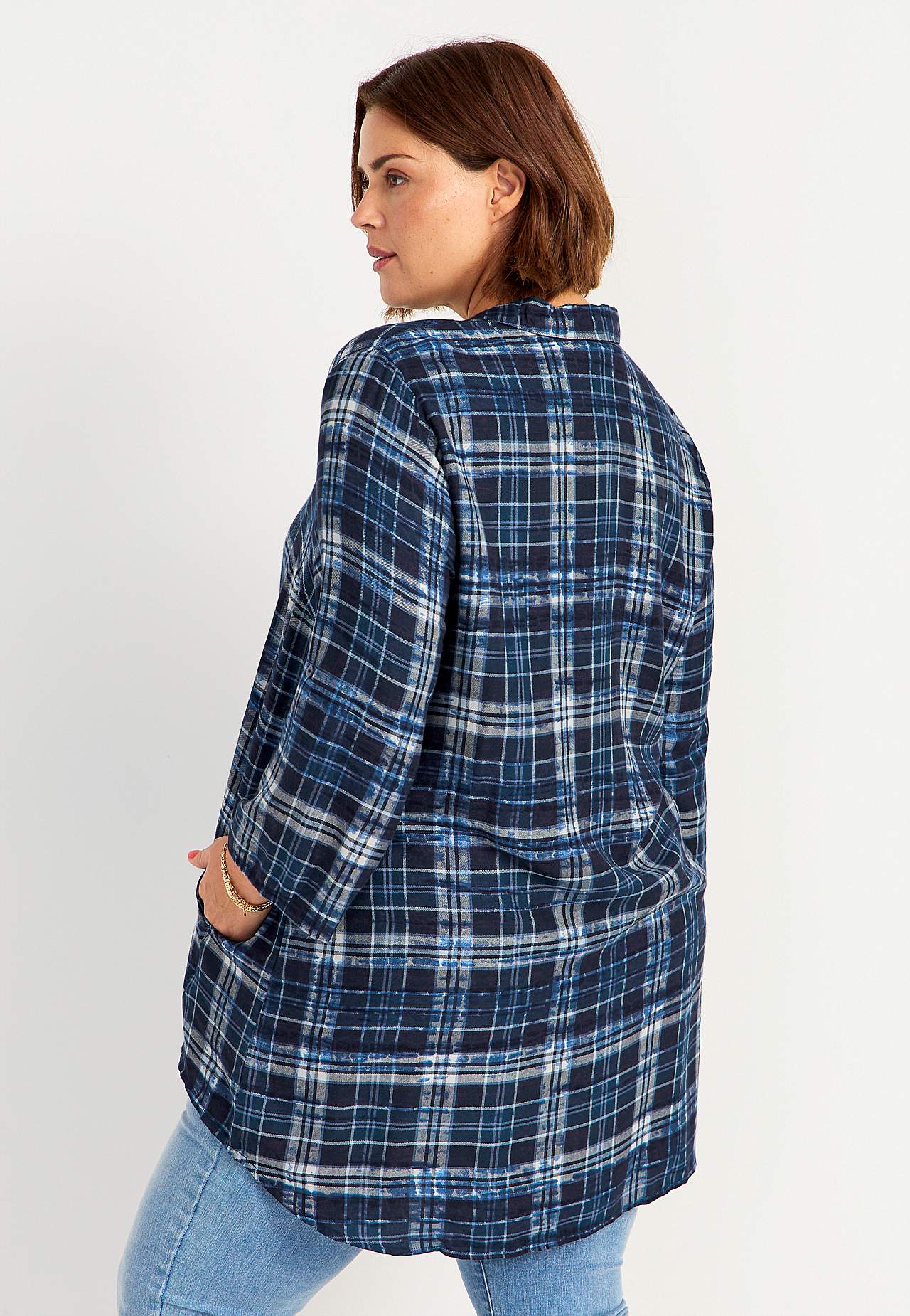 Checked tunic with collar