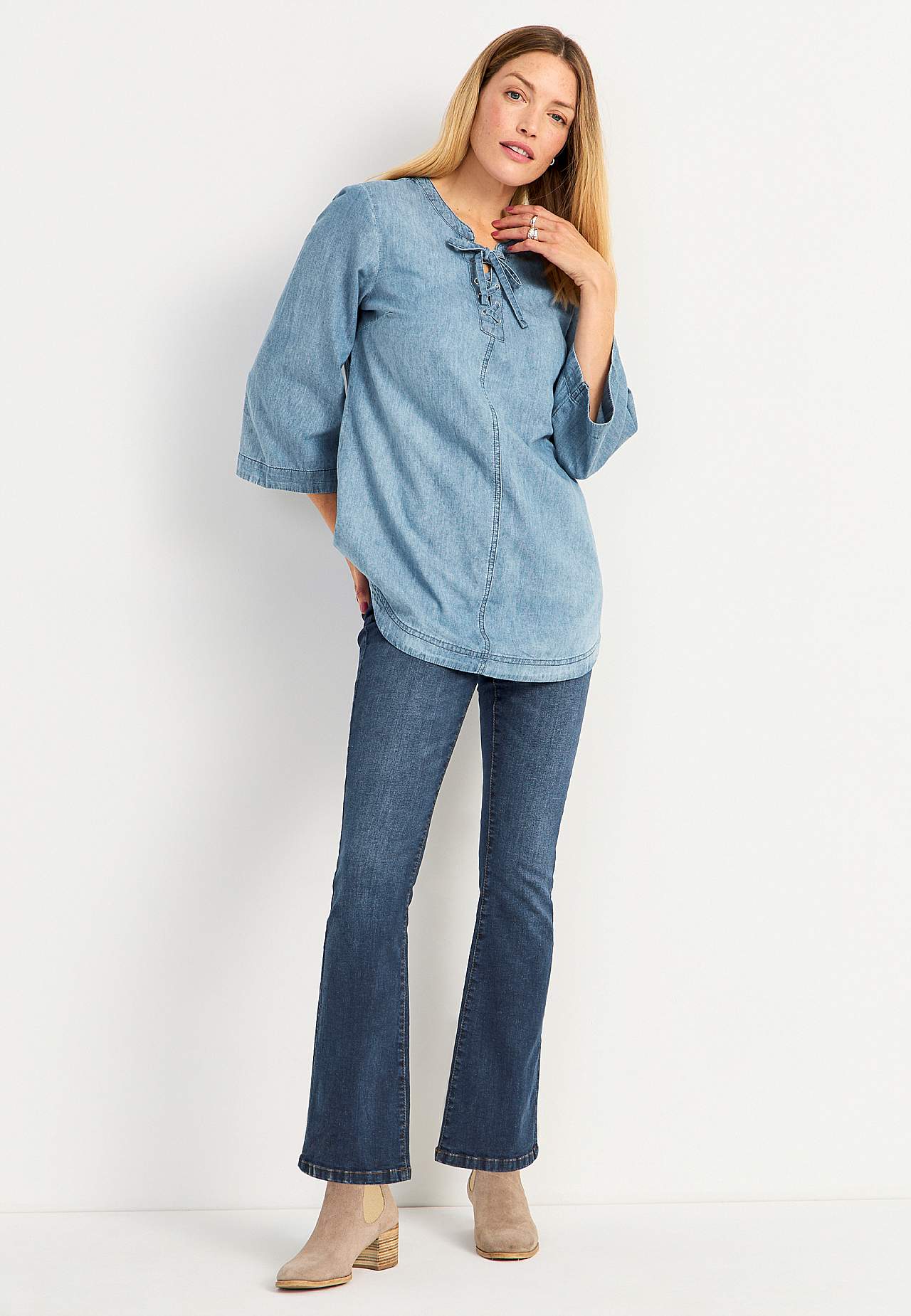 Denim tunic with lacing Ella