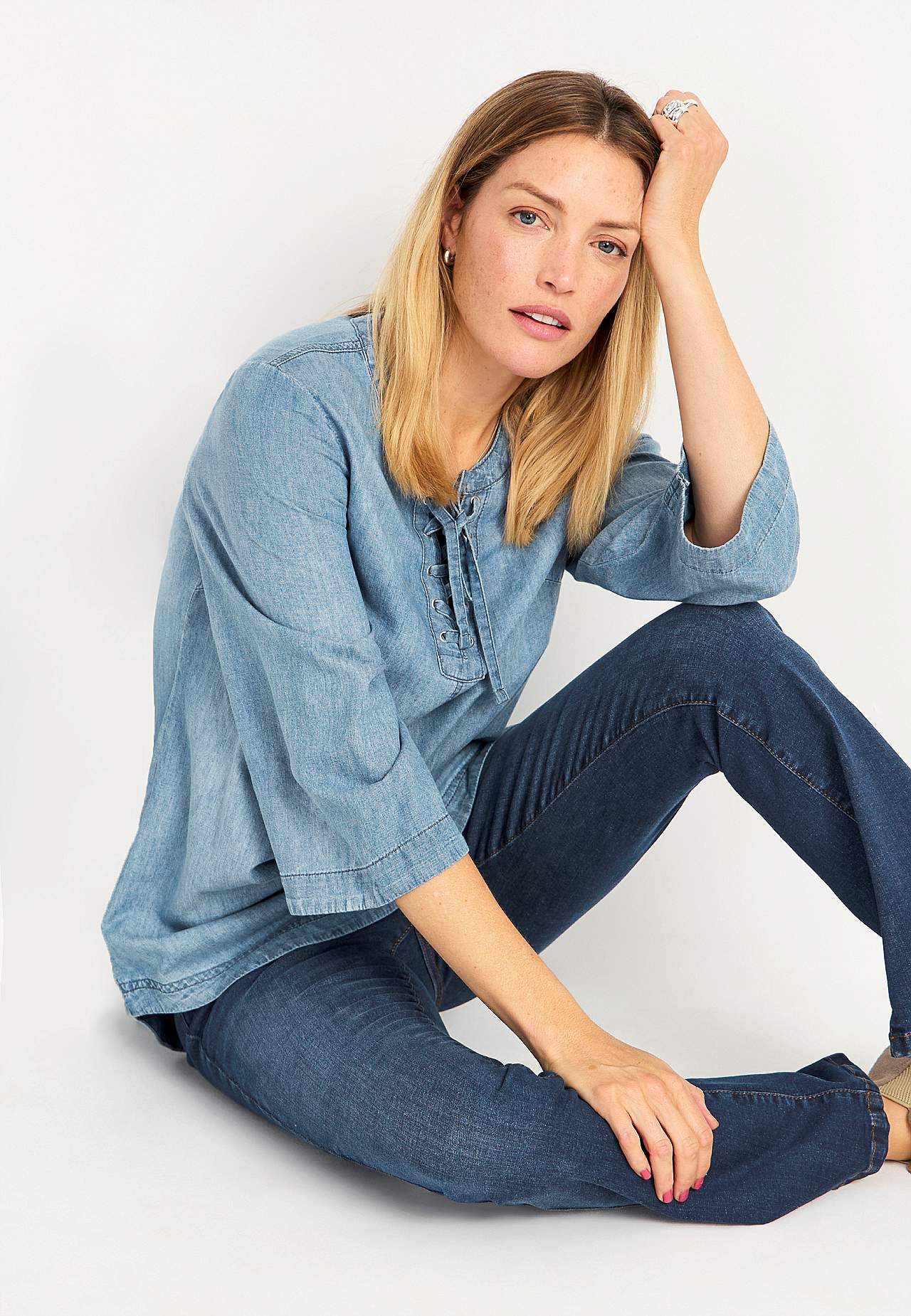 Denim tunic with lacing Ella