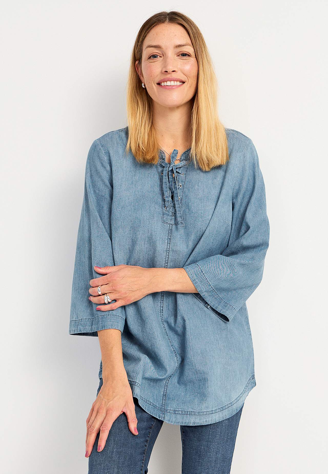 Denim tunic with lacing Ella