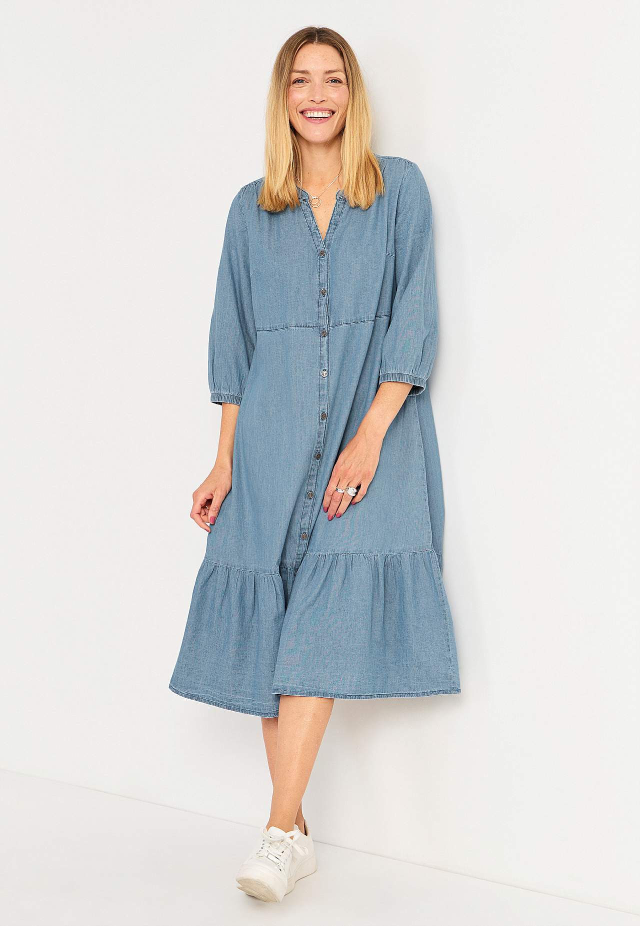 Denim dress with flounce Sonja