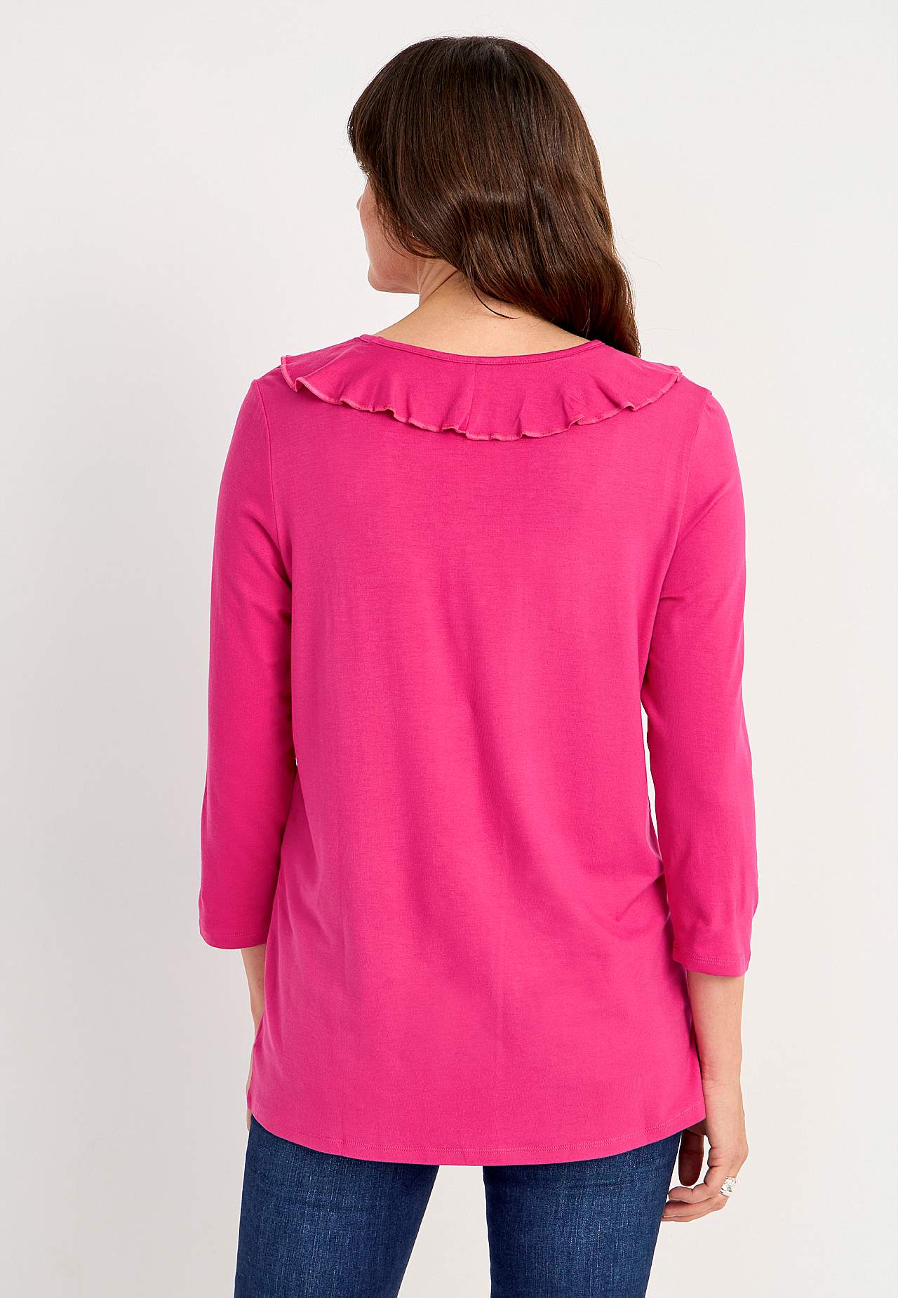V-neck top with frill edge