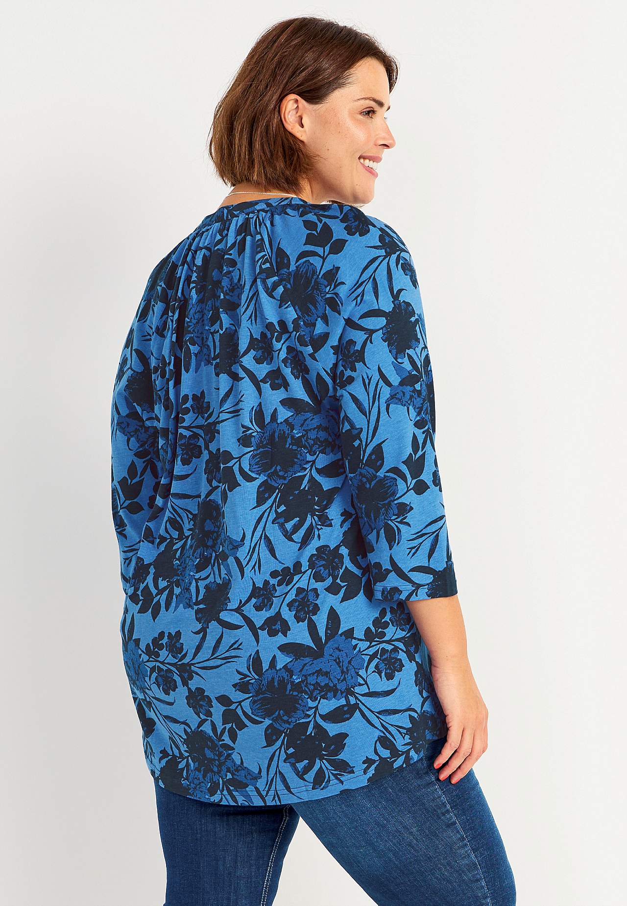 Jersey tuniq with 3/4 length sleeves