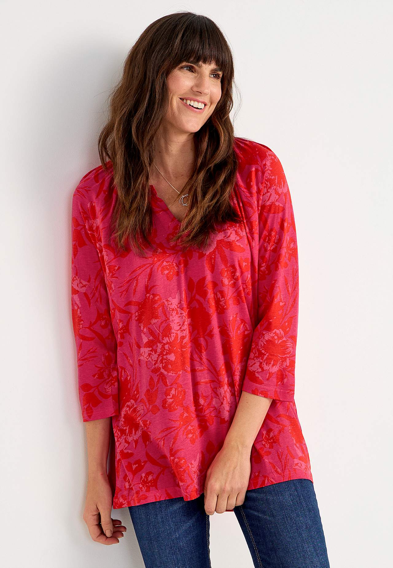 Jersey tuniq with 3/4 length sleeves
