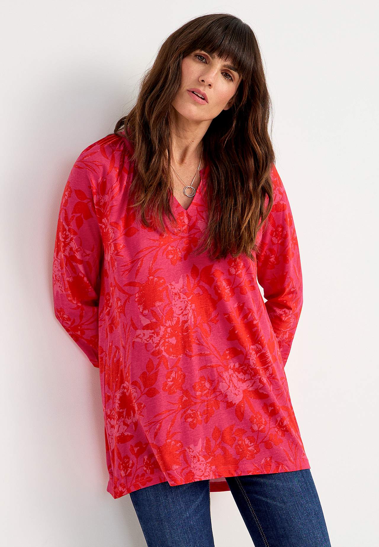Jersey tuniq with 3/4 length sleeves