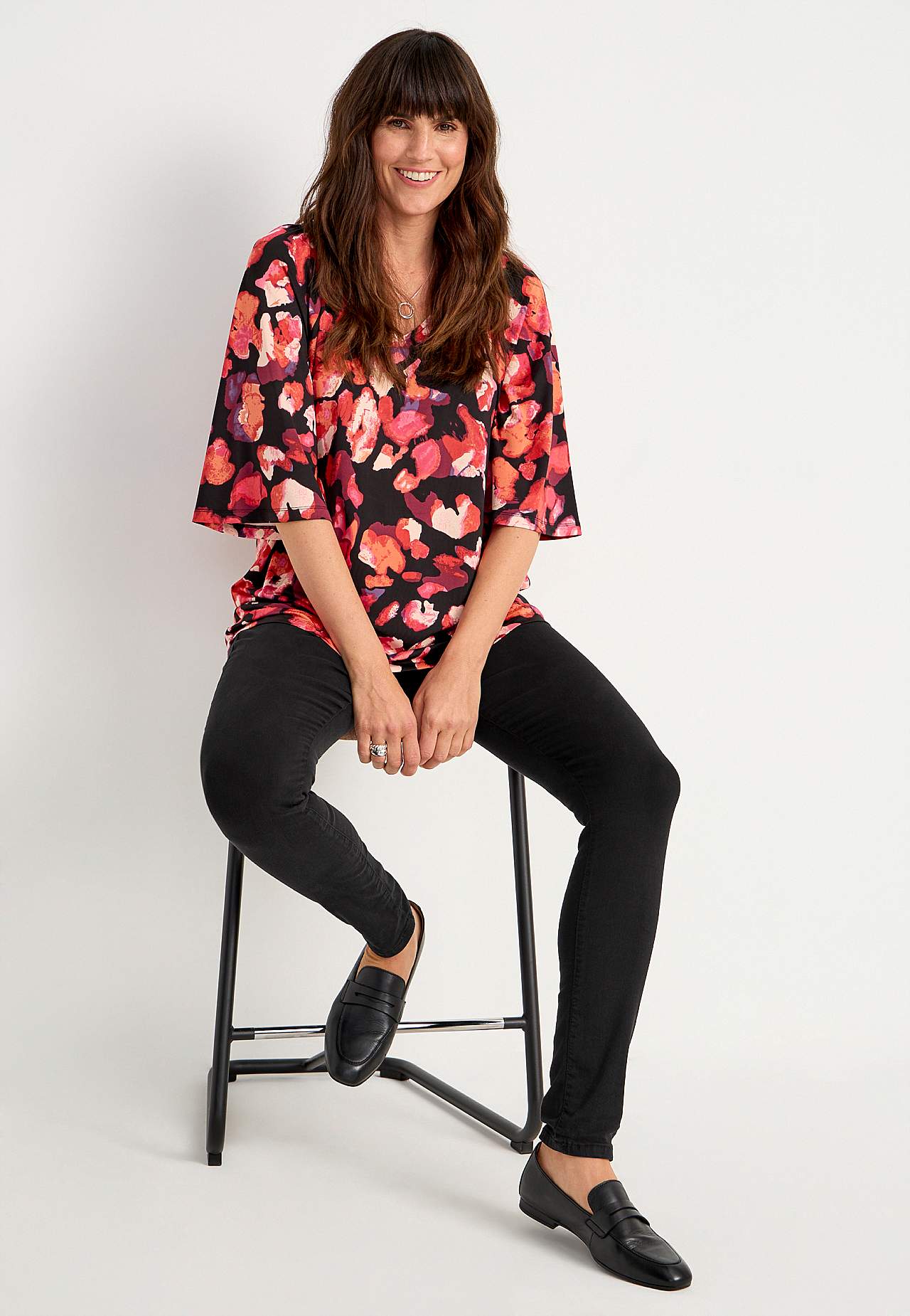 Jersey top with bell sleeve