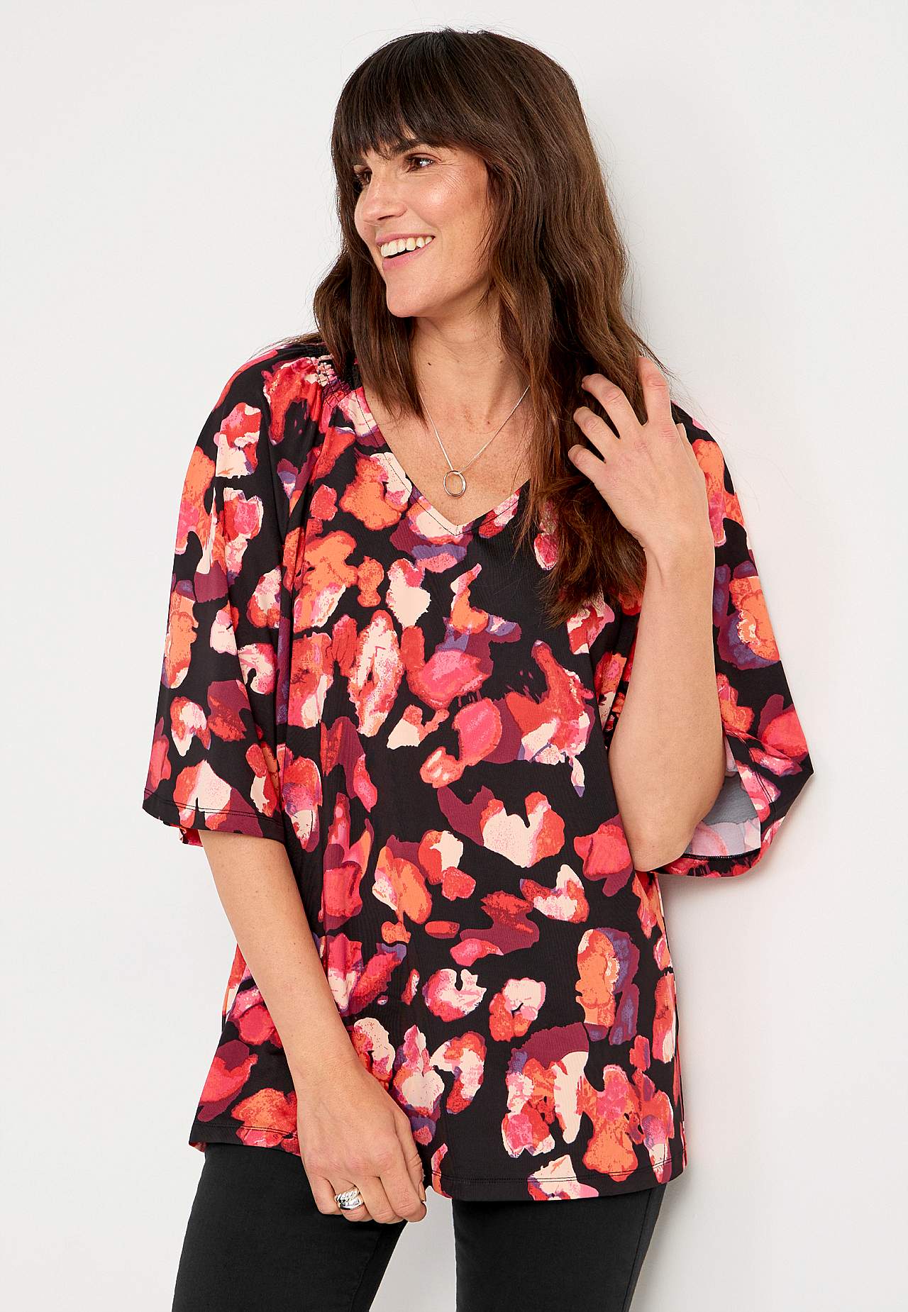 Jersey top with bell sleeve